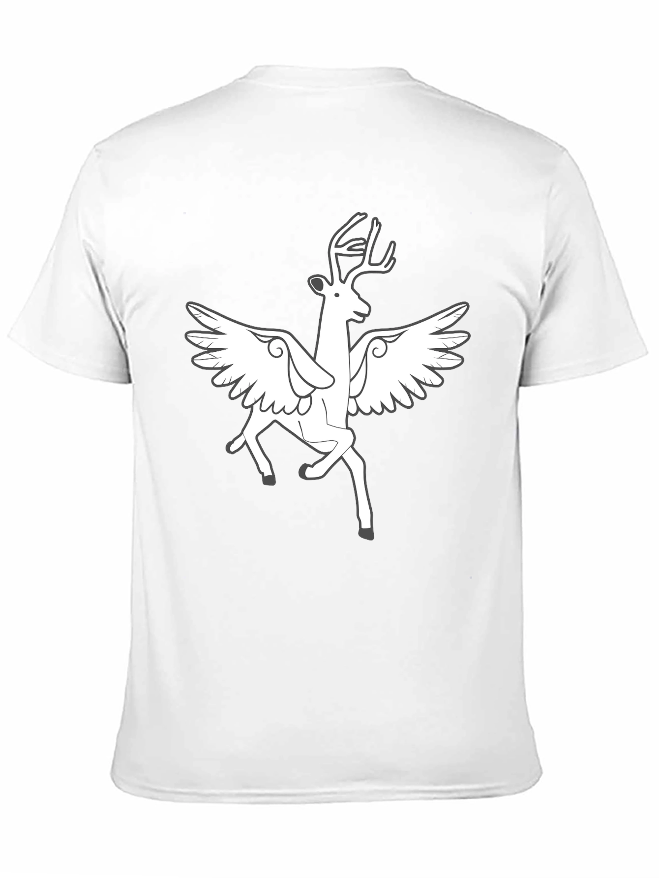 Winged Deer Graphic Tee - Black Cotton Blend