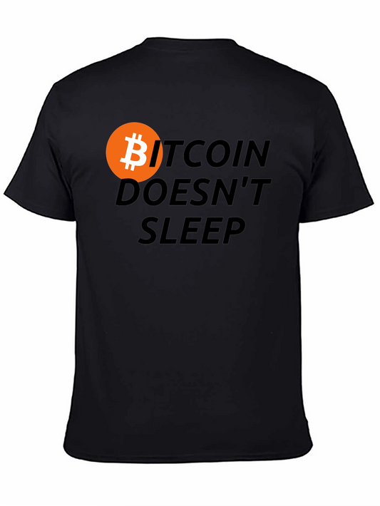 Bitcoin Never Sleeps Black T-Shirt