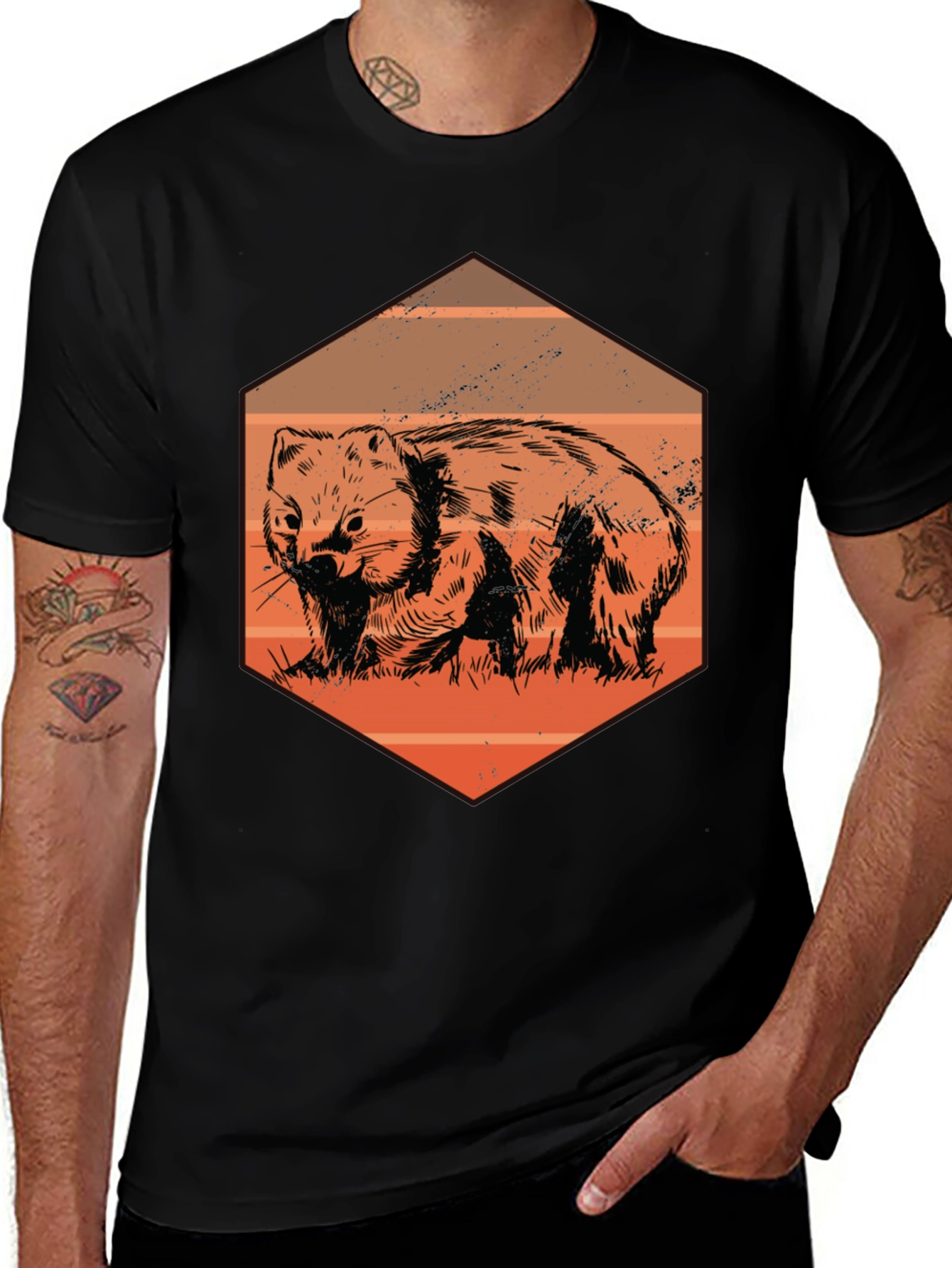 Wombat Graphic Tee - Unique Animal Print T-Shirt