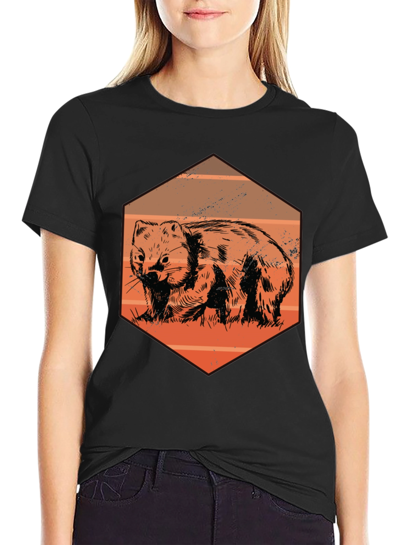 Wombat Graphic Tee - Unique Animal Print T-Shirt