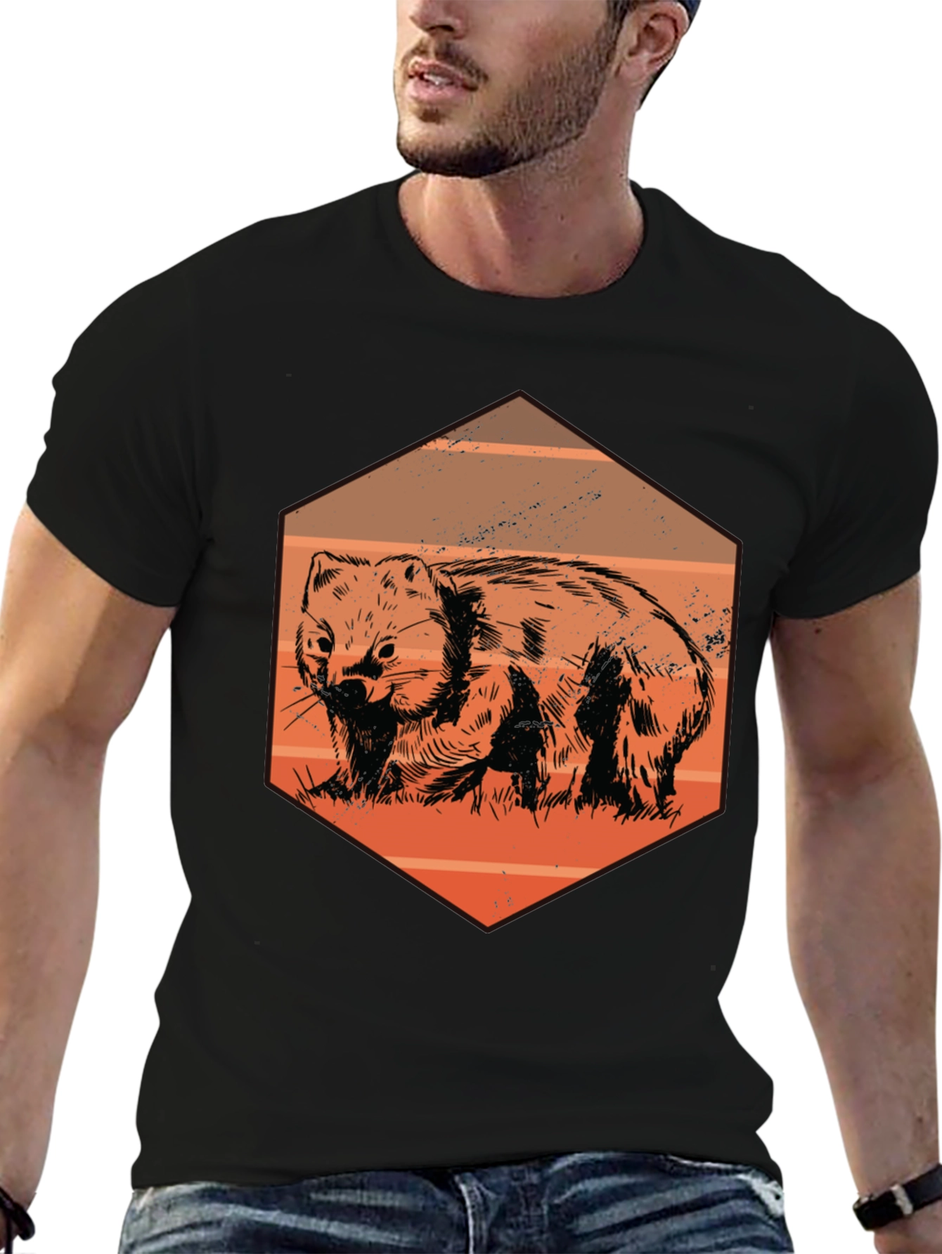 Wombat Graphic Tee - Unique Animal Print T-Shirt