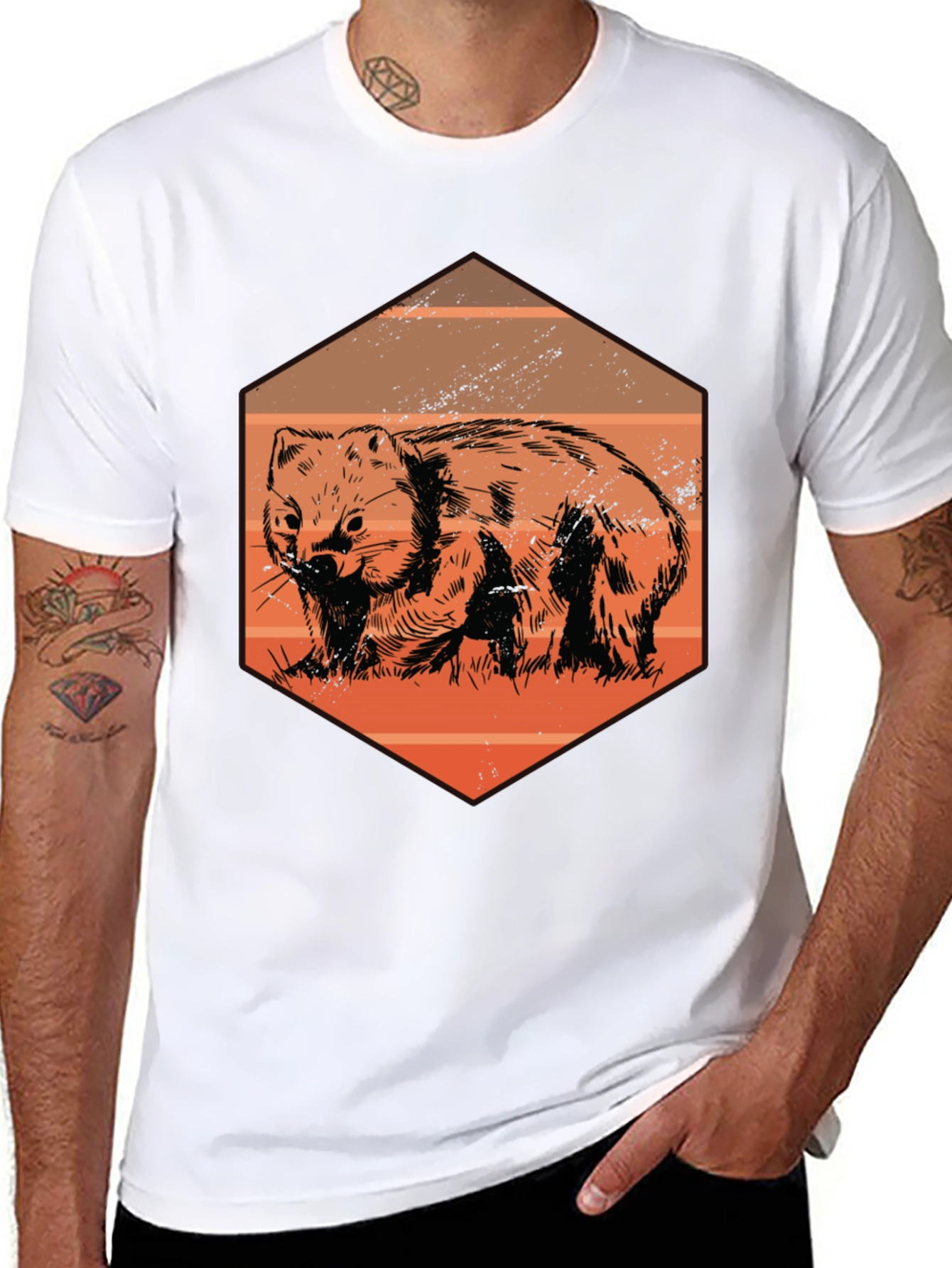 Wombat Graphic Tee - Unique Animal Print T-Shirt