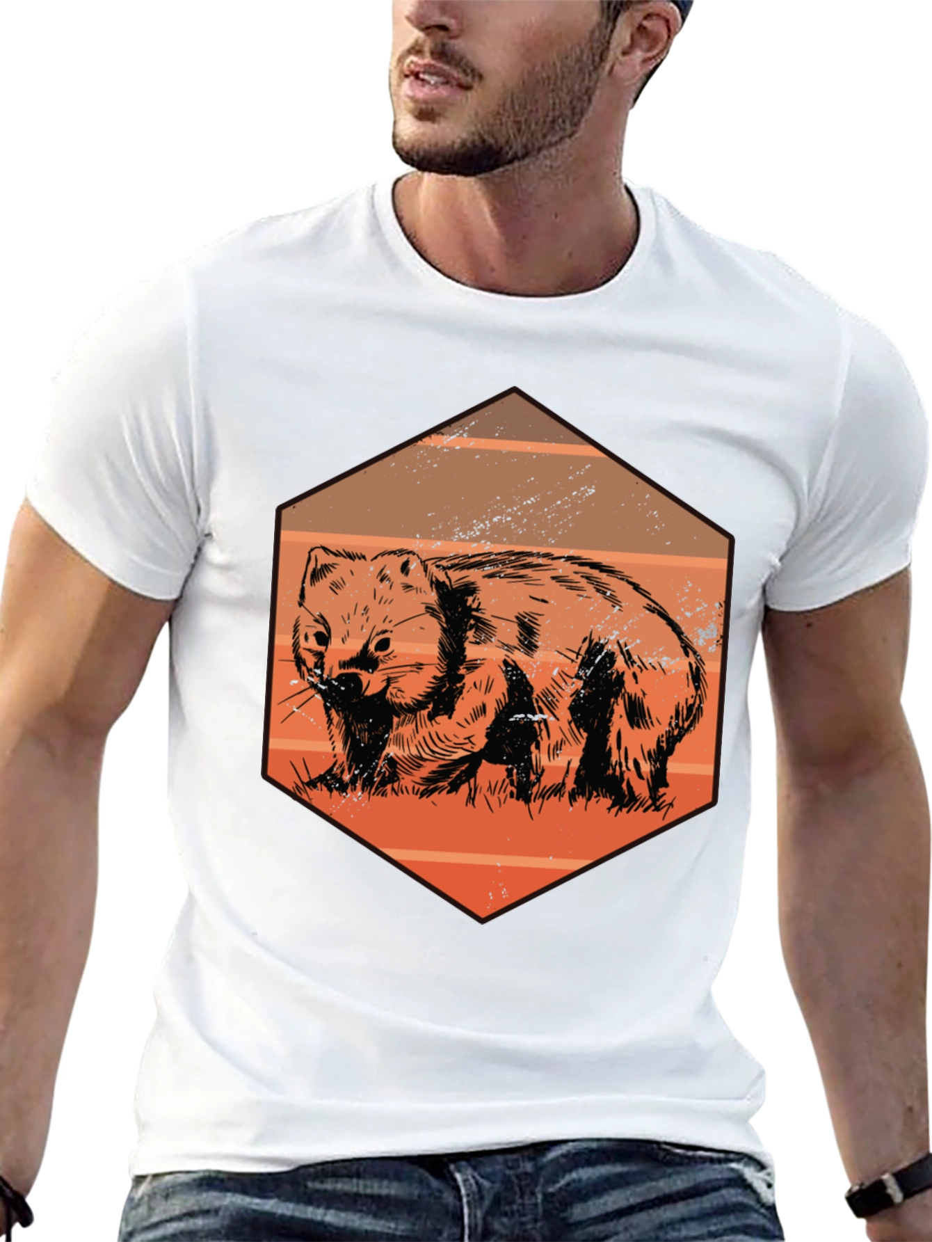 Wombat Graphic Tee - Unique Animal Print T-Shirt