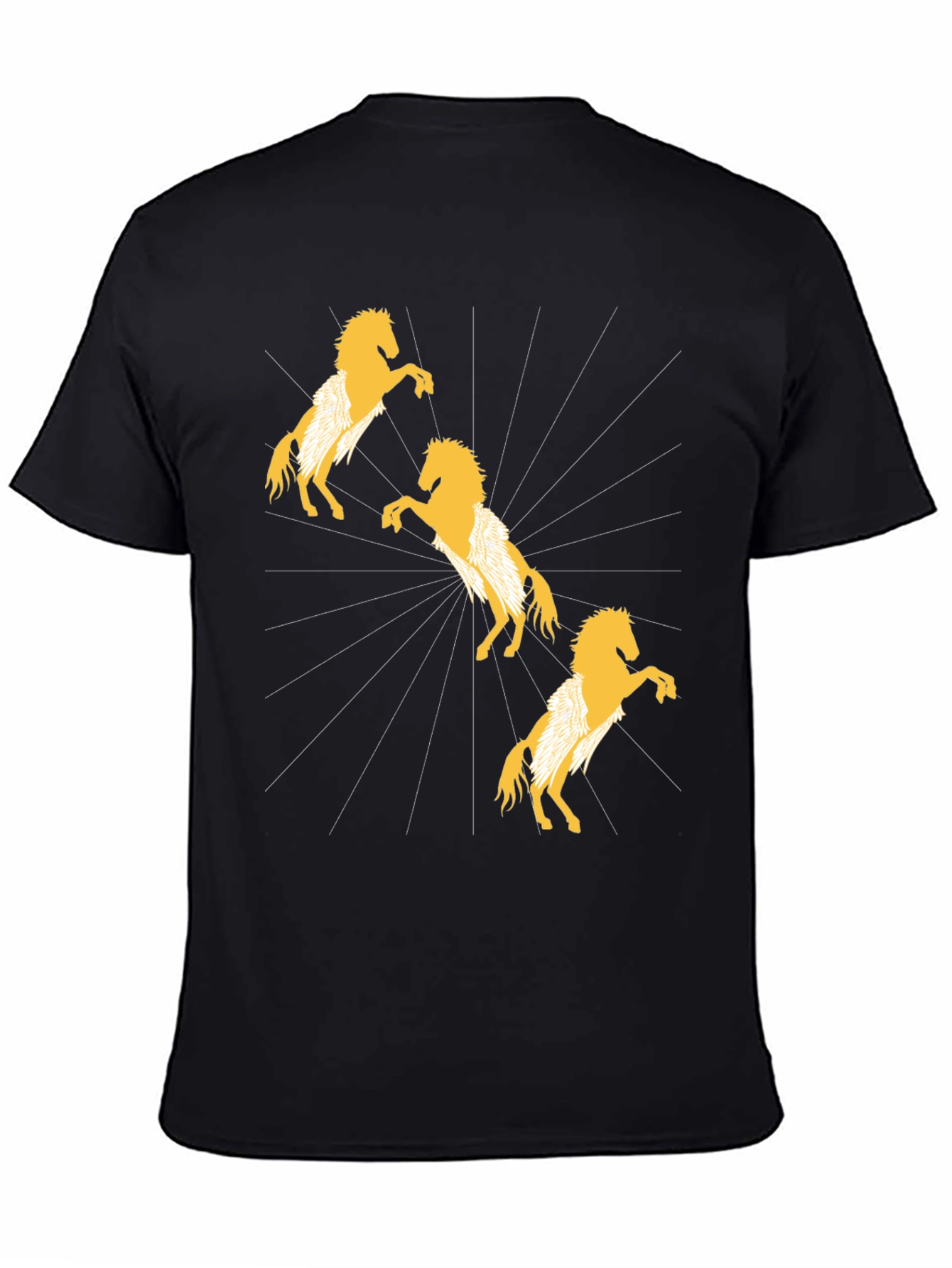 Stylish Black T-Shirt with Golden Horse Design