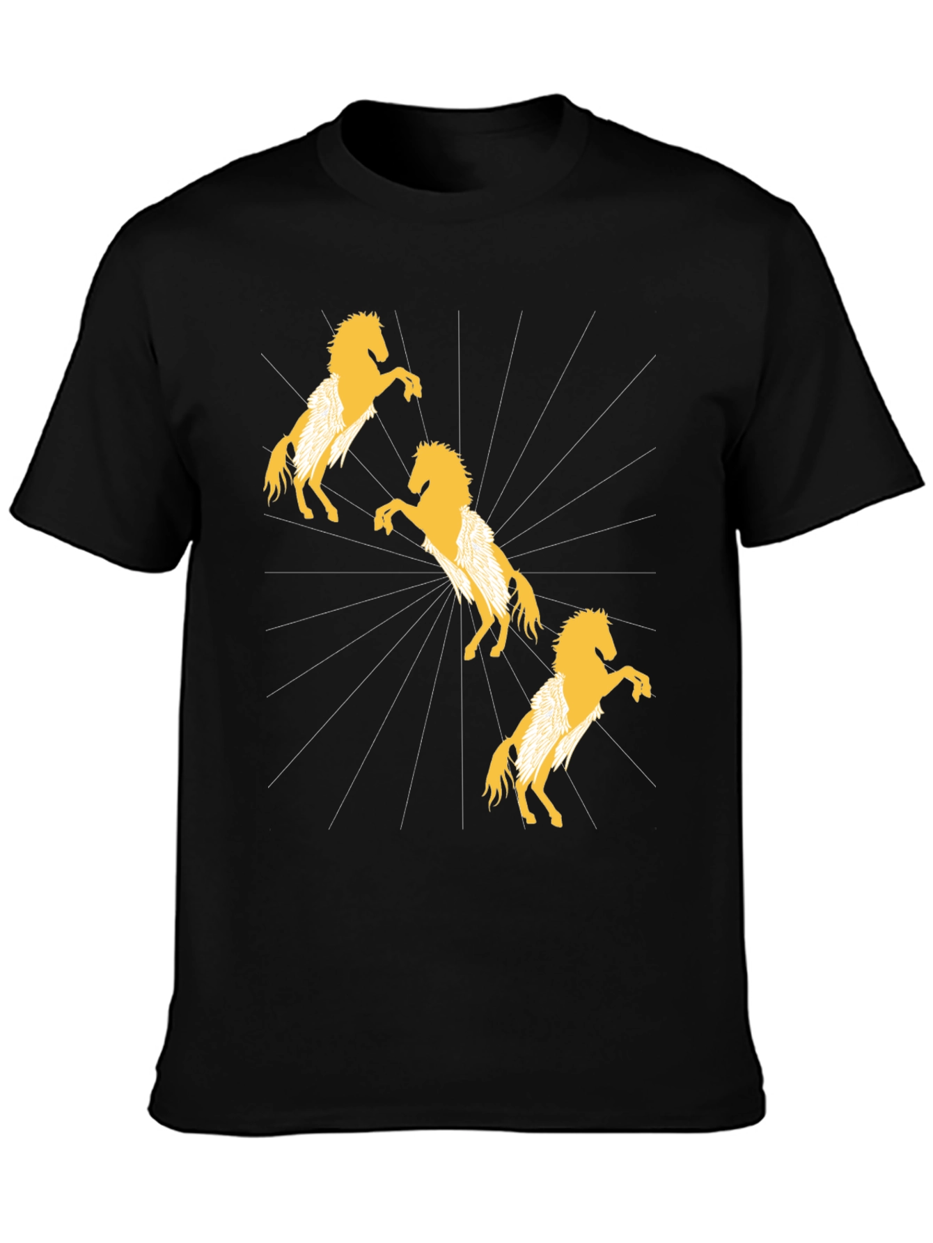 Stylish Black T-Shirt with Golden Horse Design