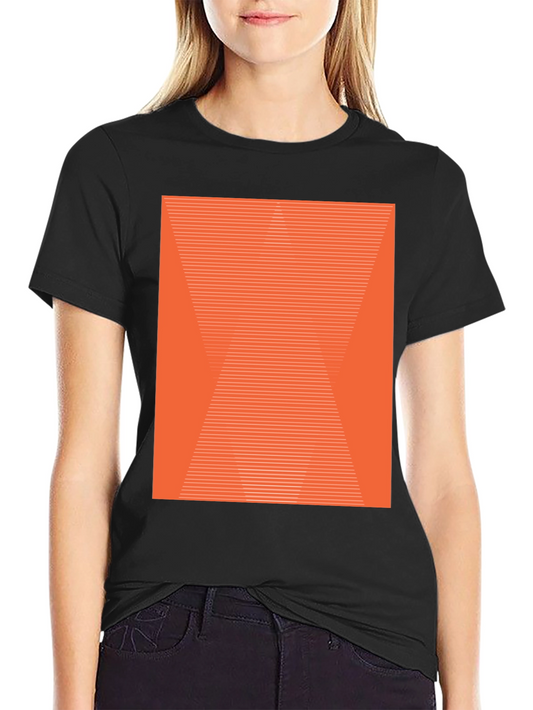 Abstract Geometric Orange Pattern Black T-Shirt