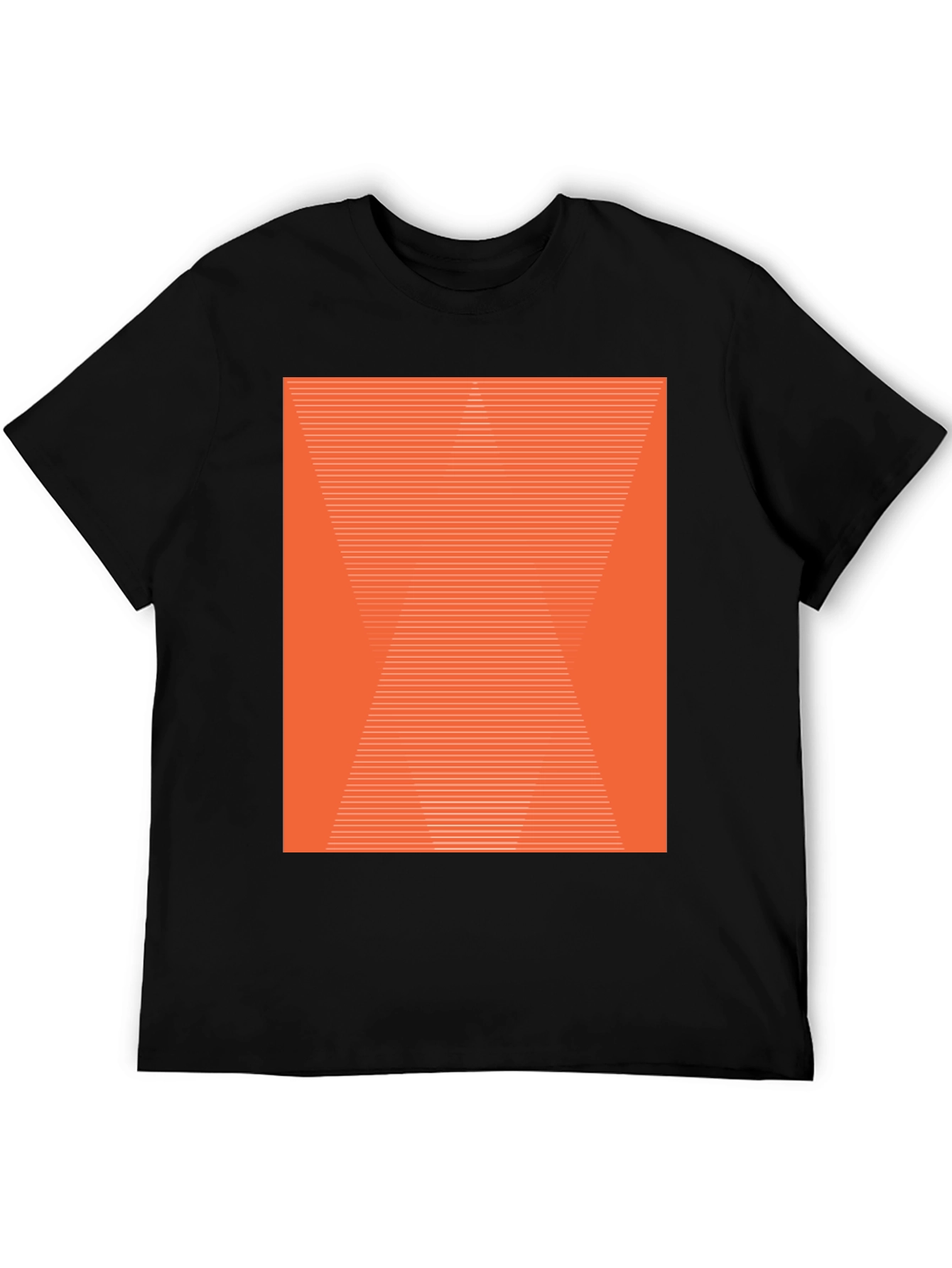 Abstract Geometric Orange Pattern Black T-Shirt