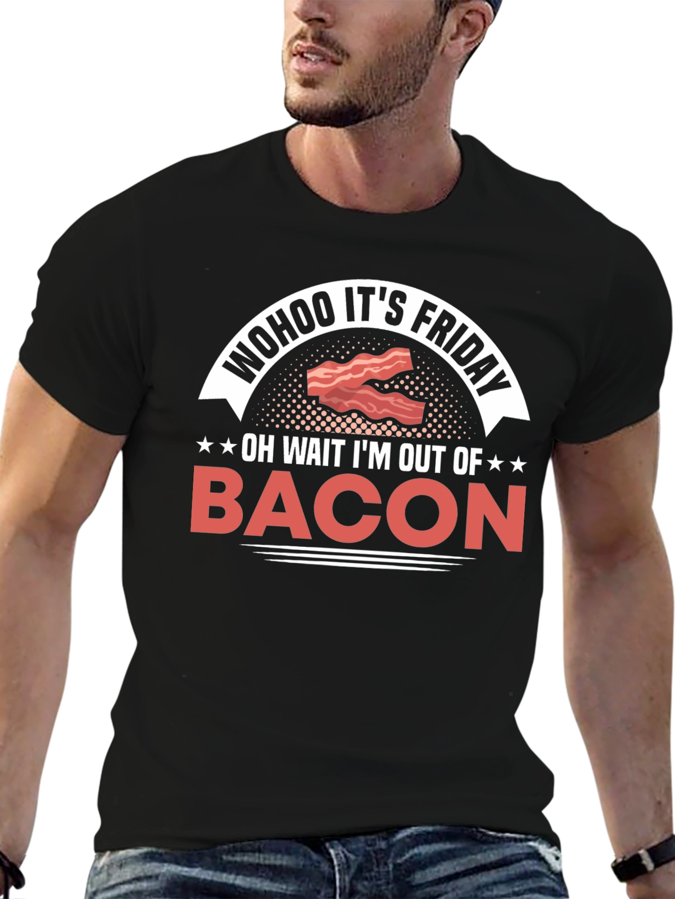 Wohoo Its Friday Bacon Graphic T-Shirt