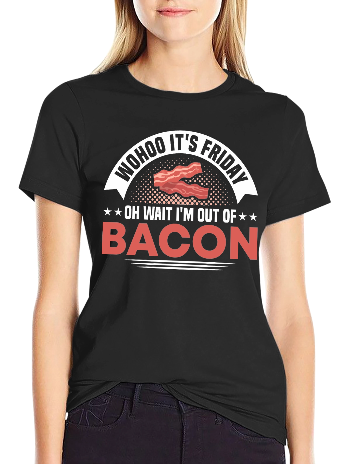Wohoo Its Friday Bacon Graphic T-Shirt