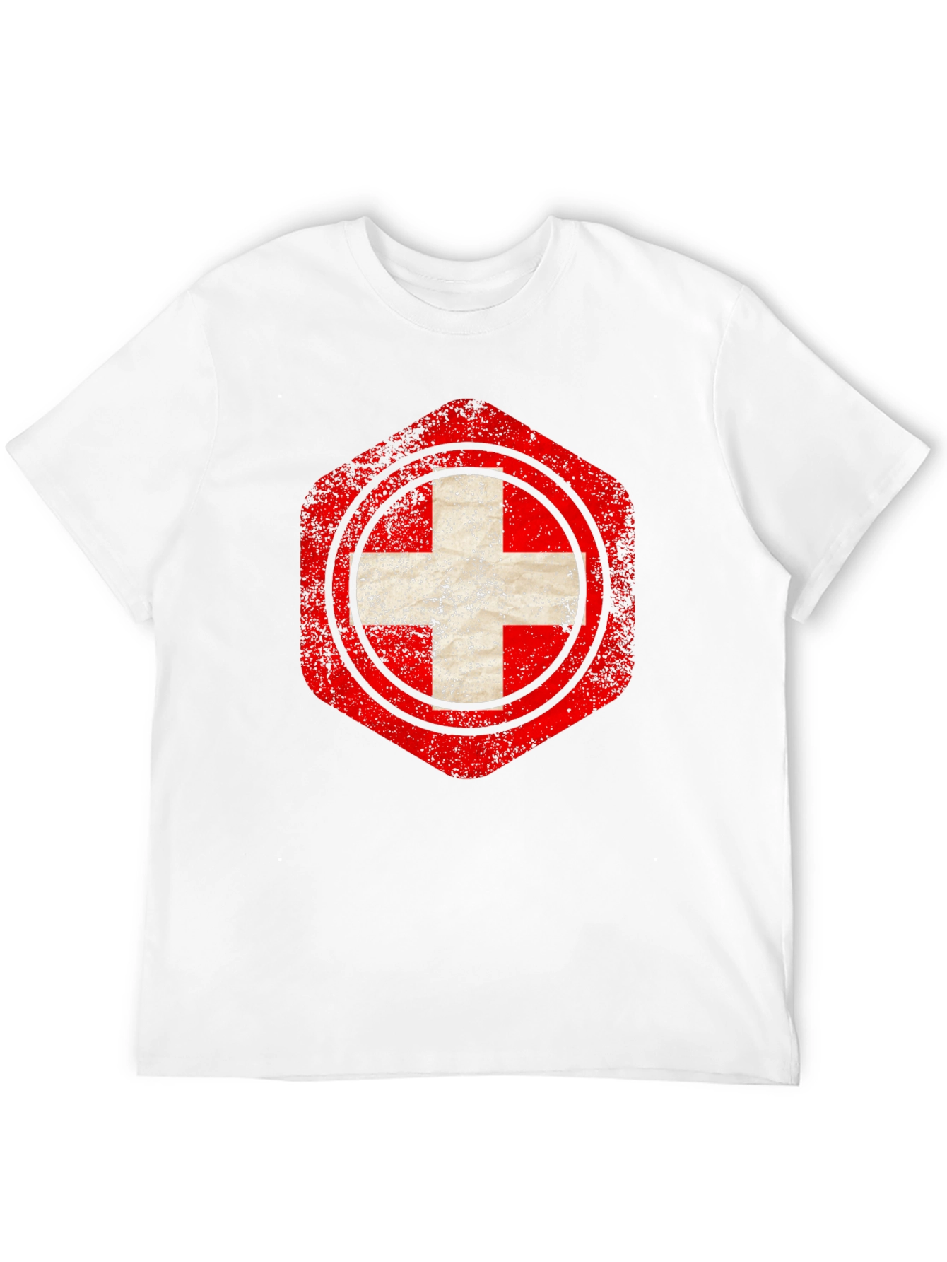 Distressed Swiss Flag Graphic Tee - Black