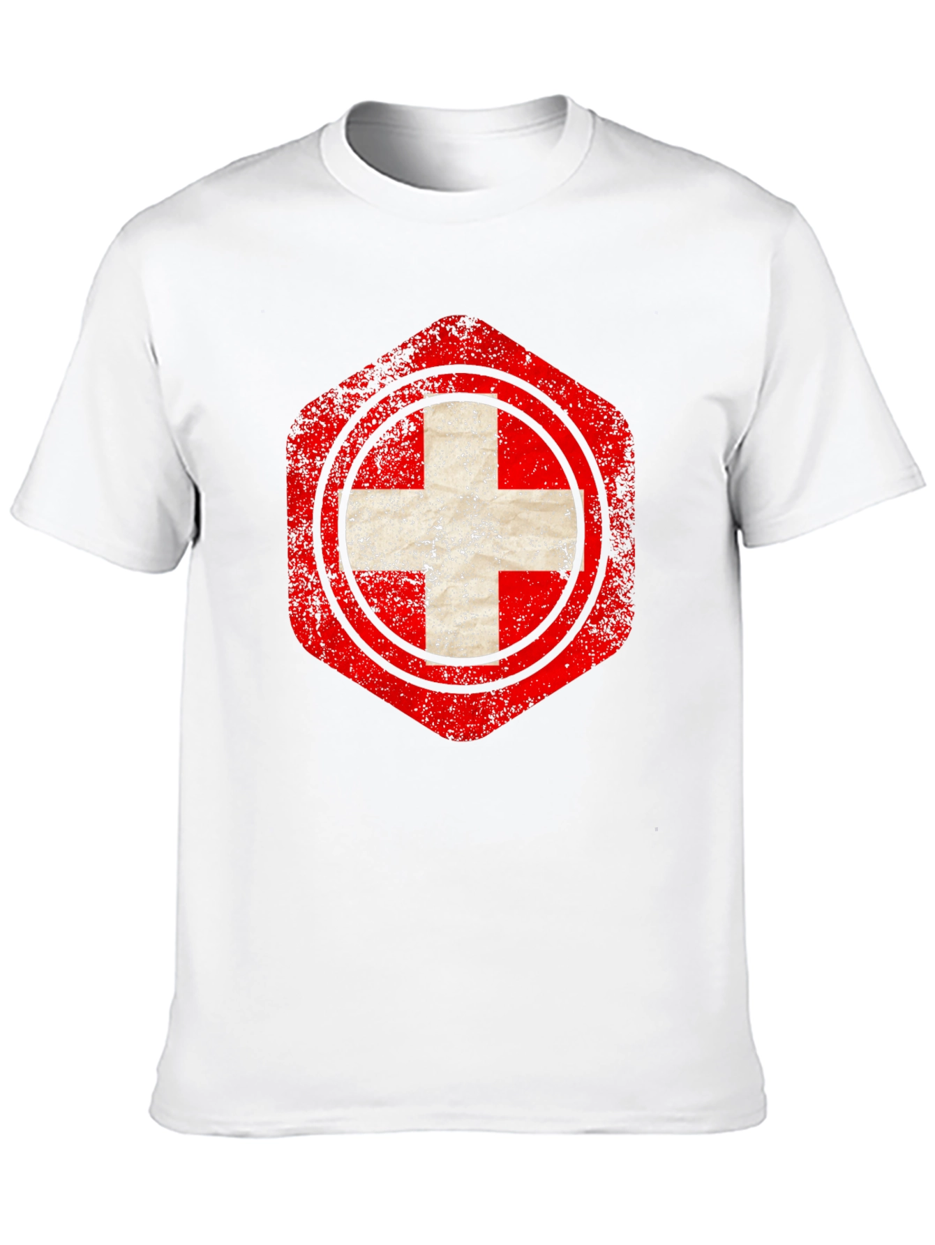 Distressed Swiss Flag Graphic Tee - Black