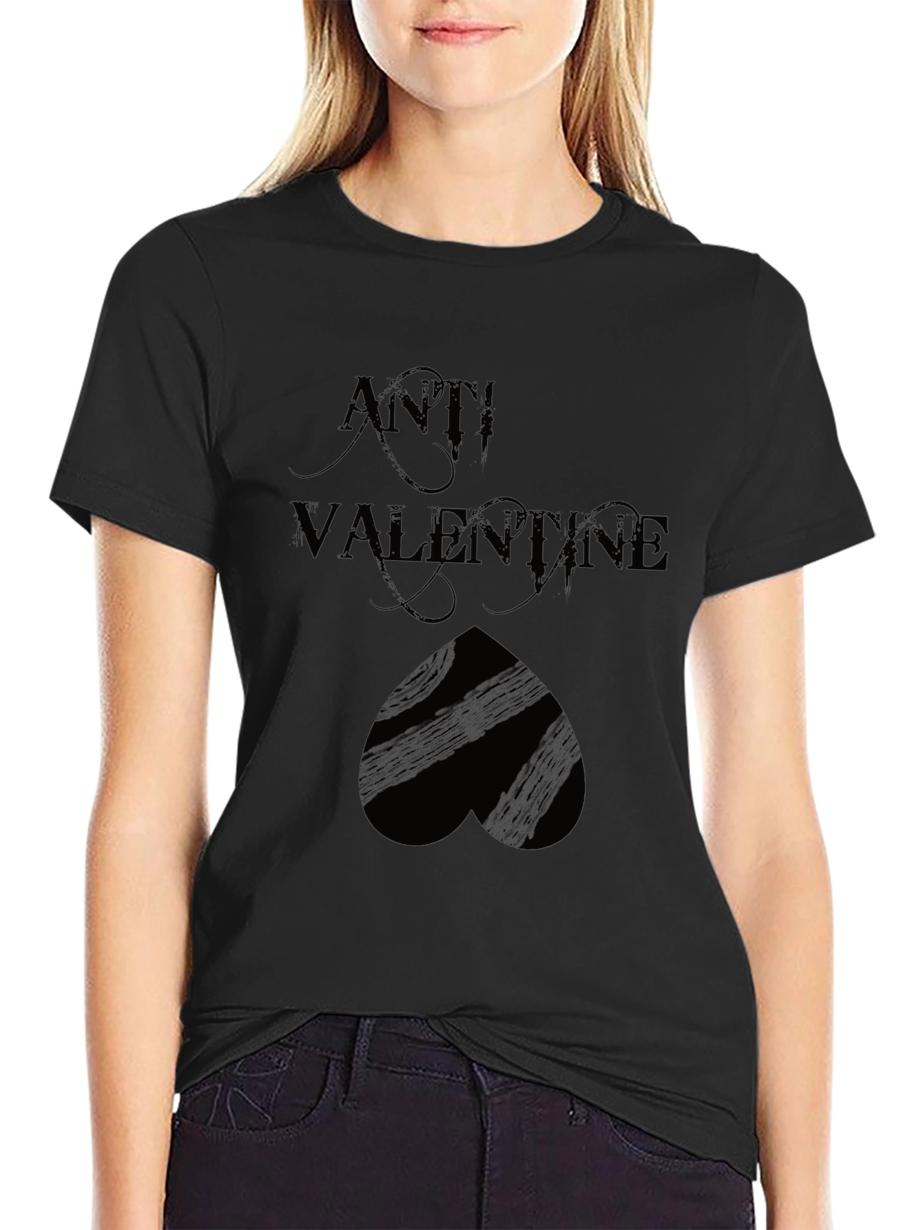 Anti Valentines Day Black Graphic Tee