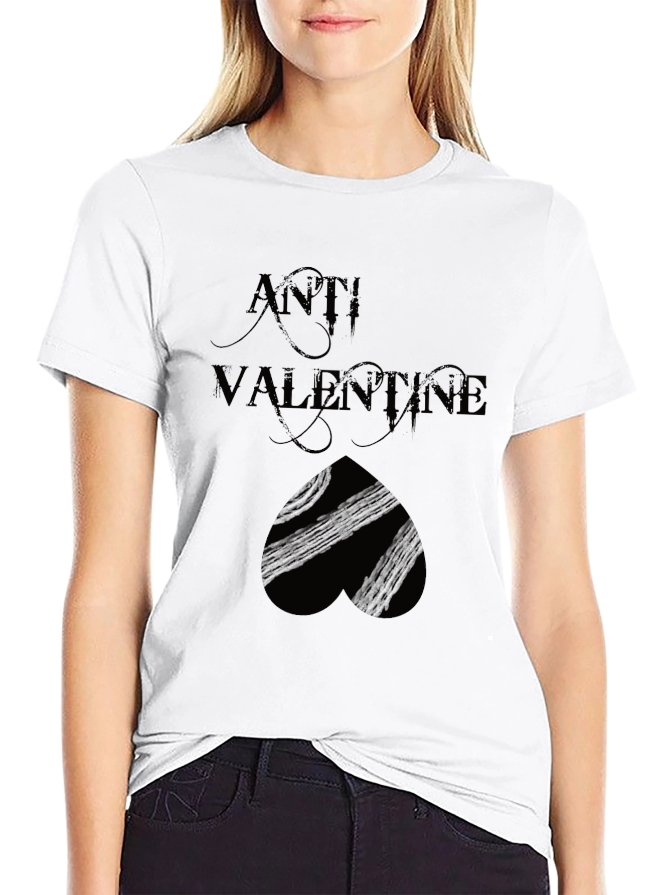 Anti Valentines Day Black Graphic Tee