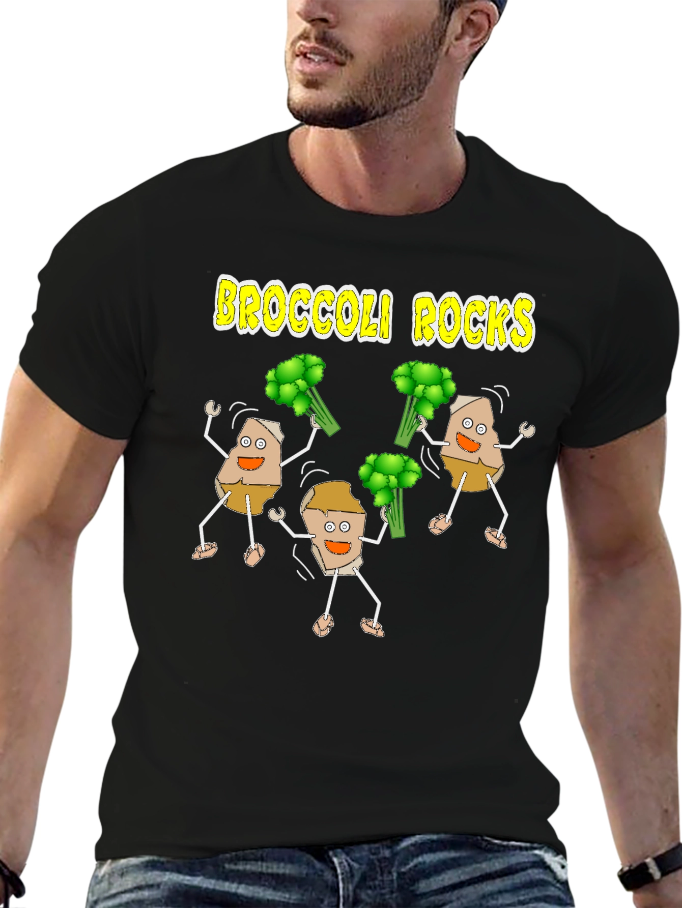 Broccoli Rocks Funny Cartoon T-Shirt
