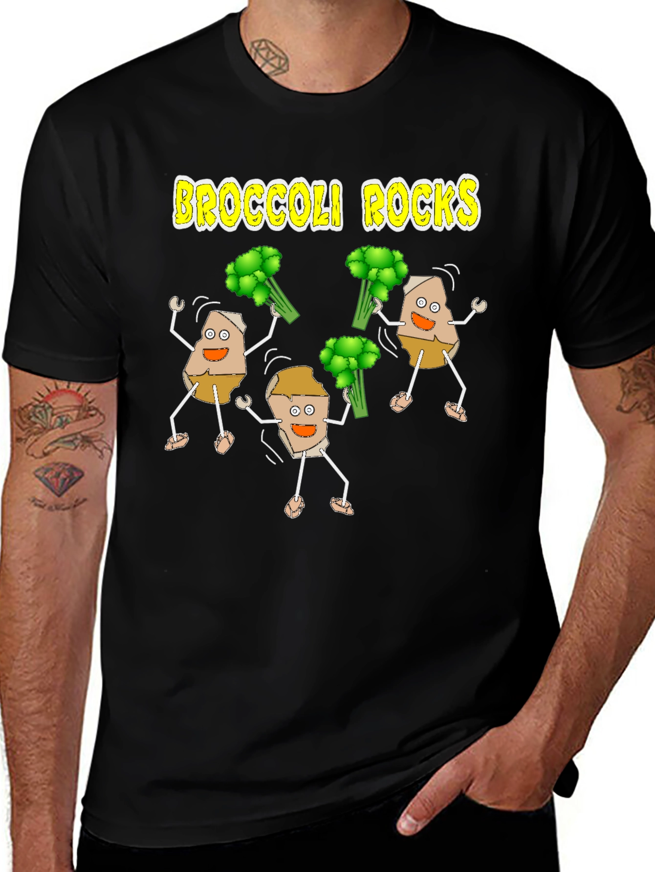 Broccoli Rocks Funny Cartoon T-Shirt