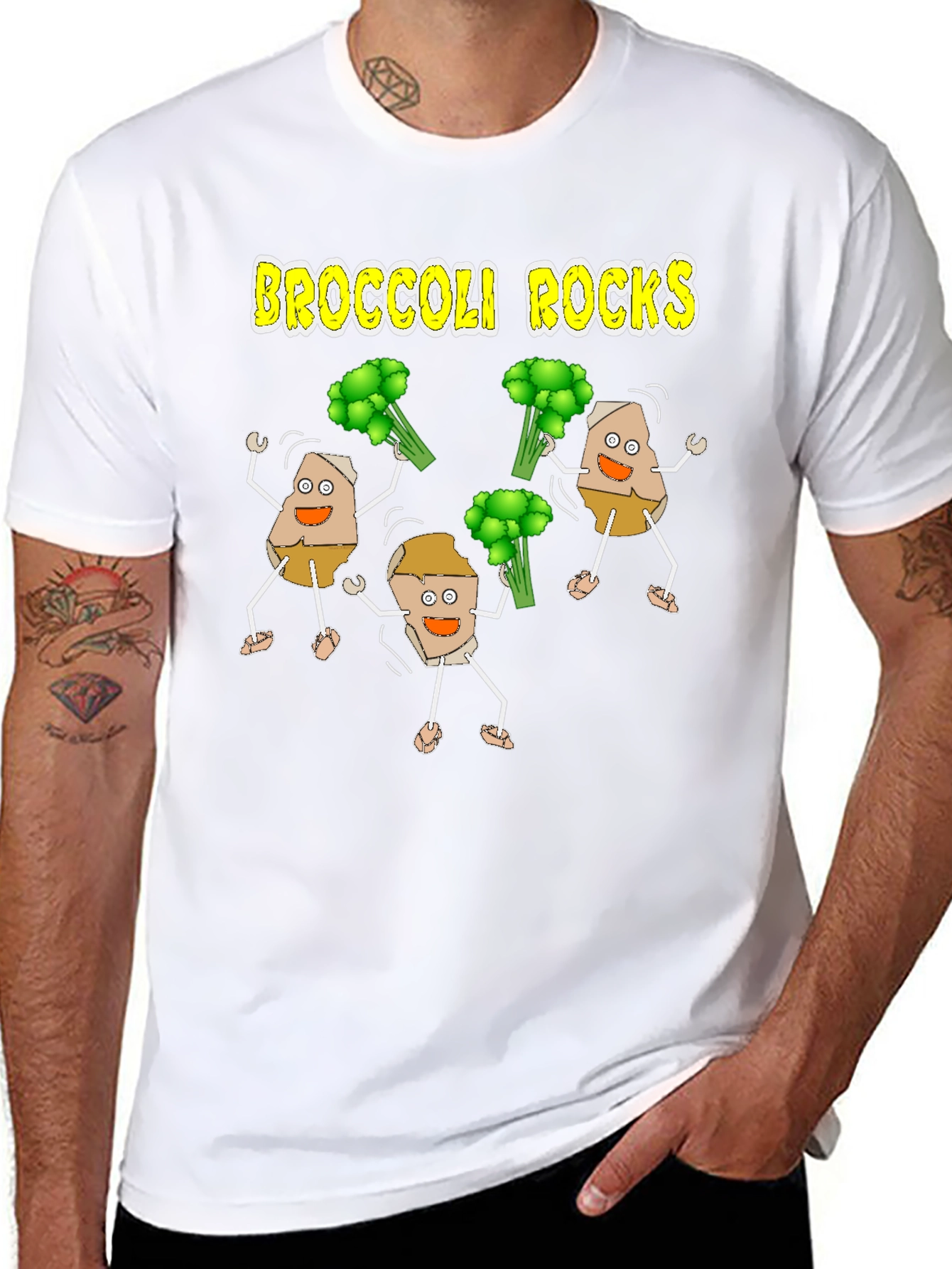 Broccoli Rocks Funny Cartoon T-Shirt