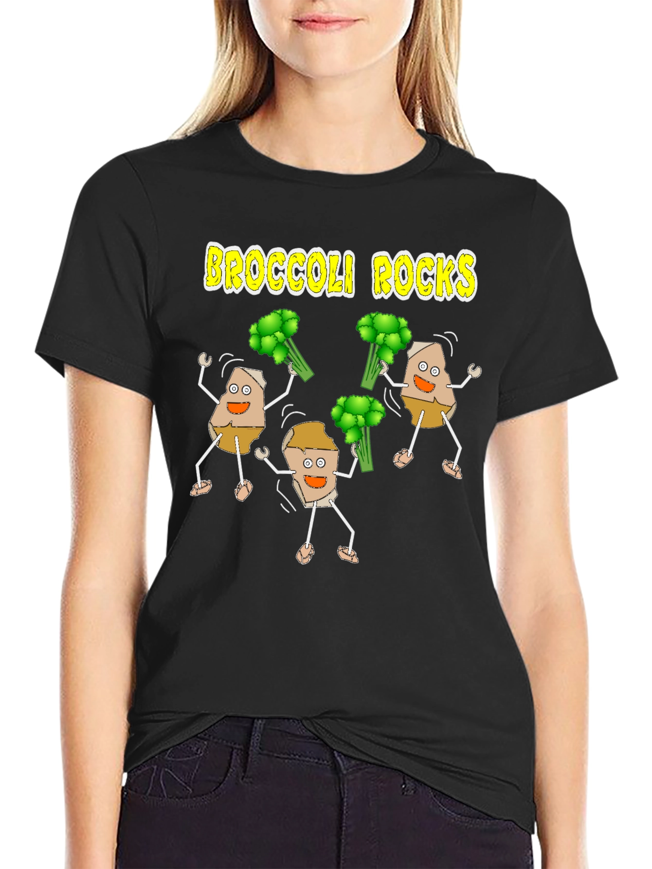 Broccoli Rocks Funny Cartoon T-Shirt