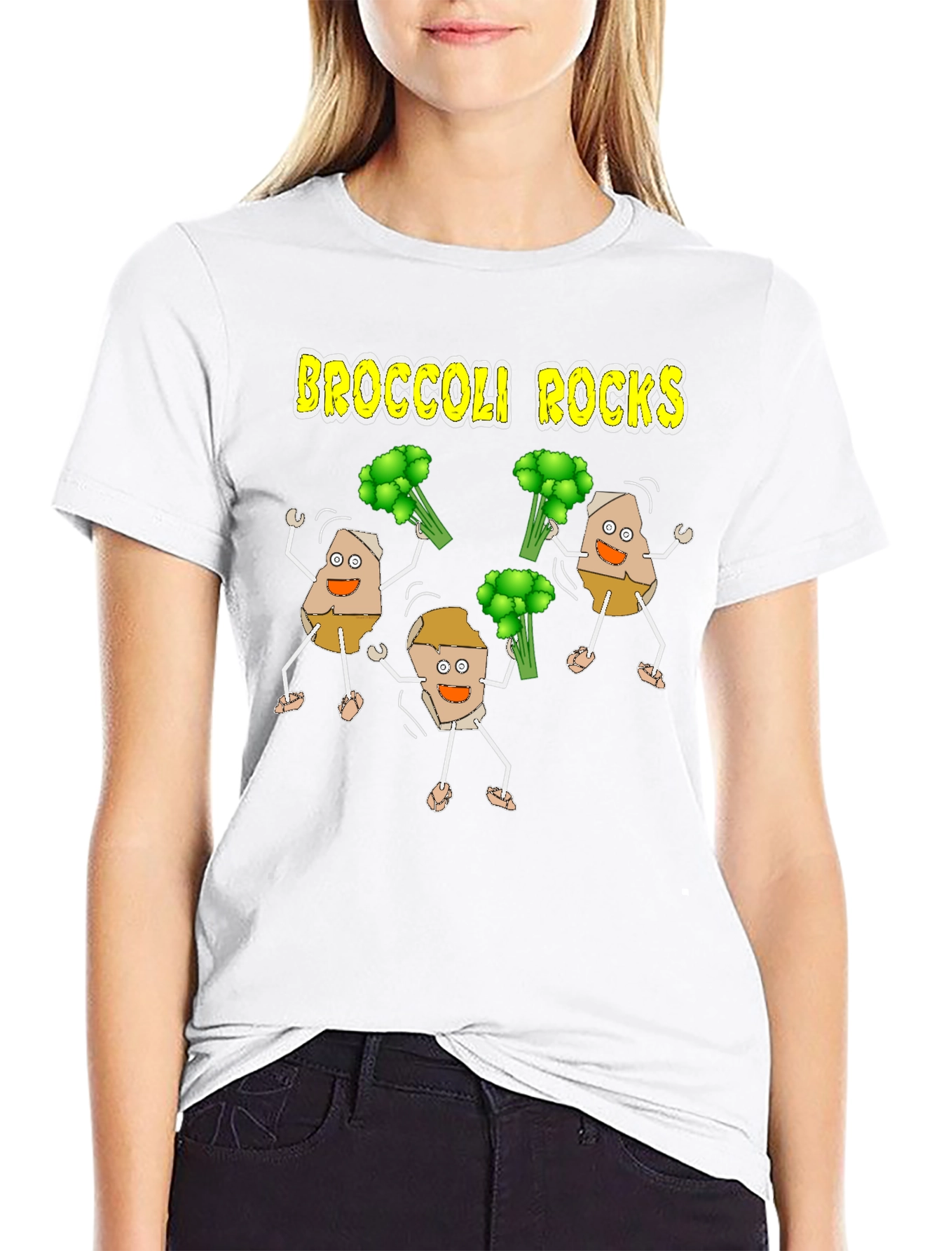 Broccoli Rocks Funny Cartoon T-Shirt