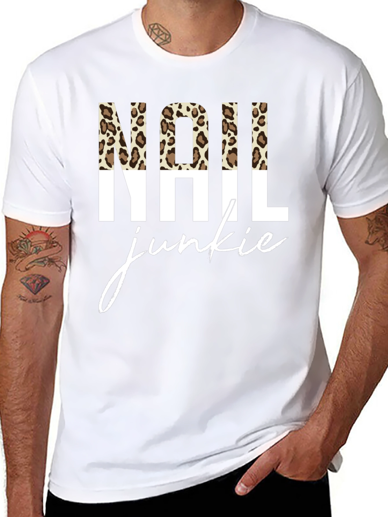 Nail Junkie Leopard Print Graphic Tee