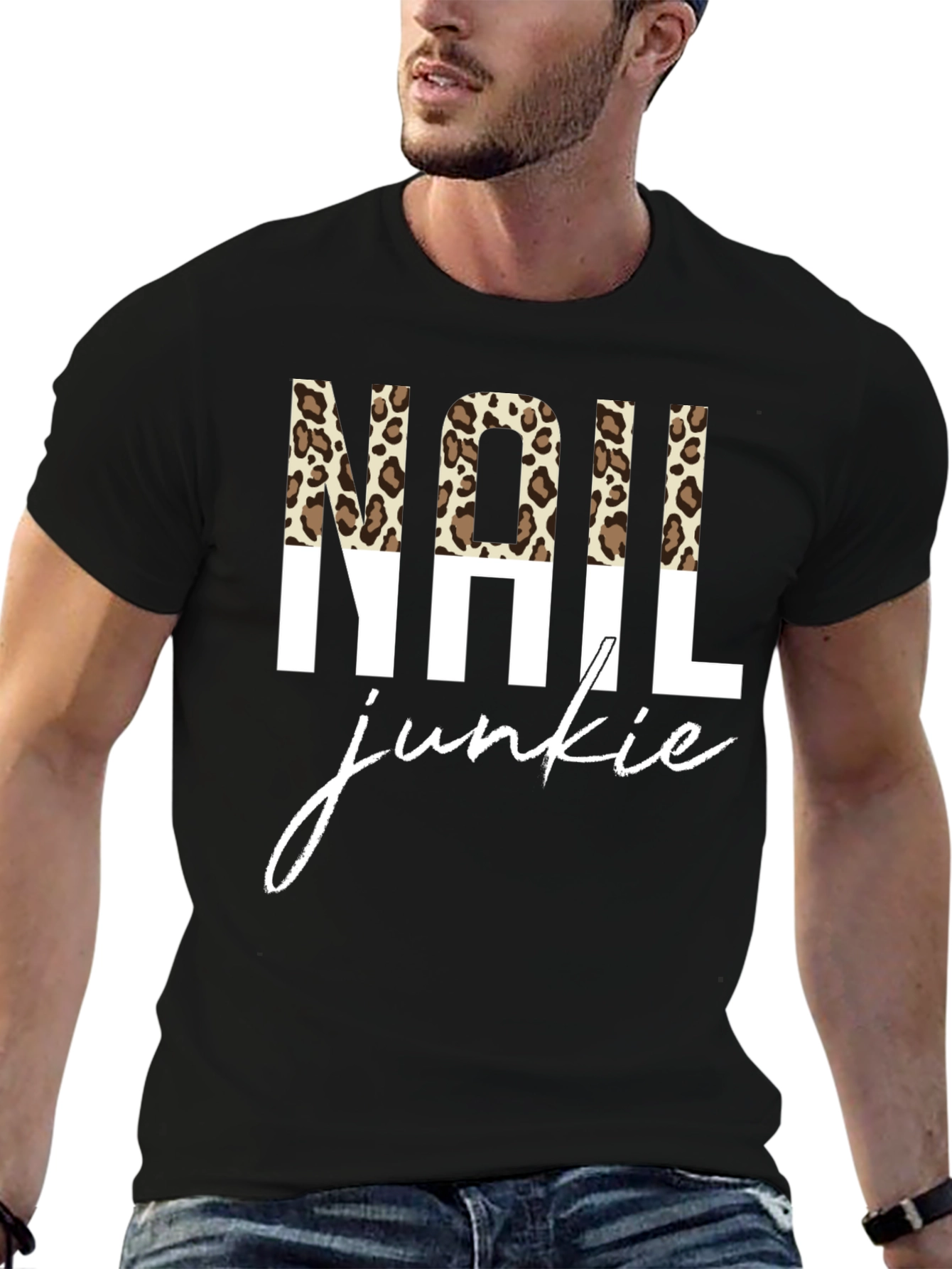 Nail Junkie Leopard Print Graphic Tee