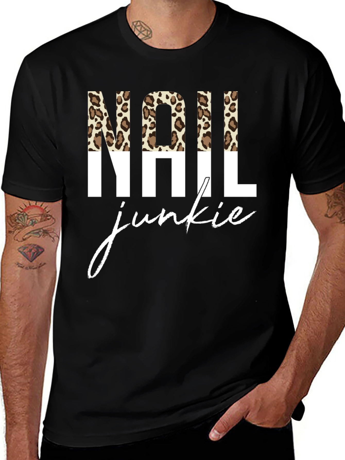 Nail Junkie Leopard Print Graphic Tee