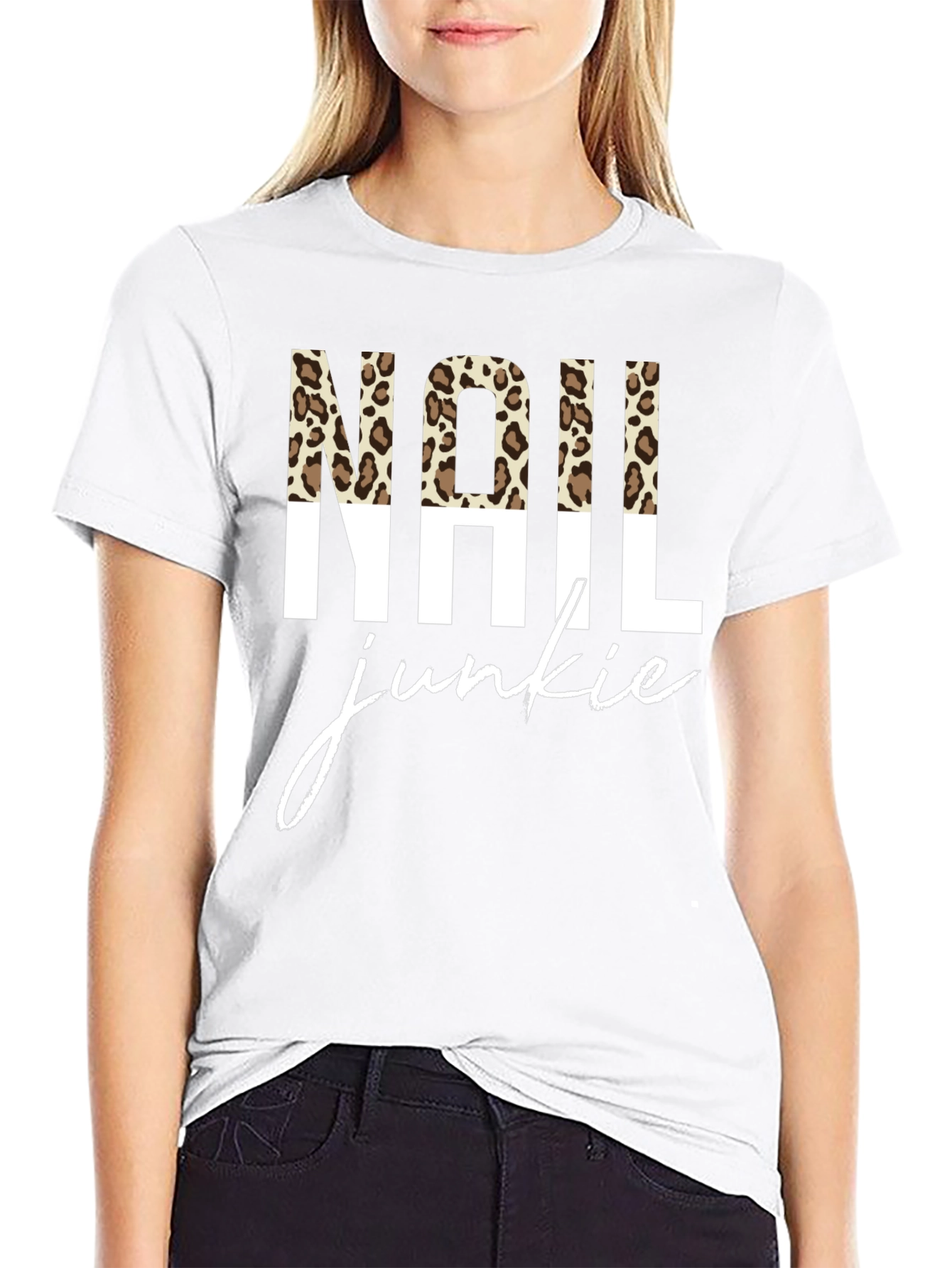 Nail Junkie Leopard Print Graphic Tee