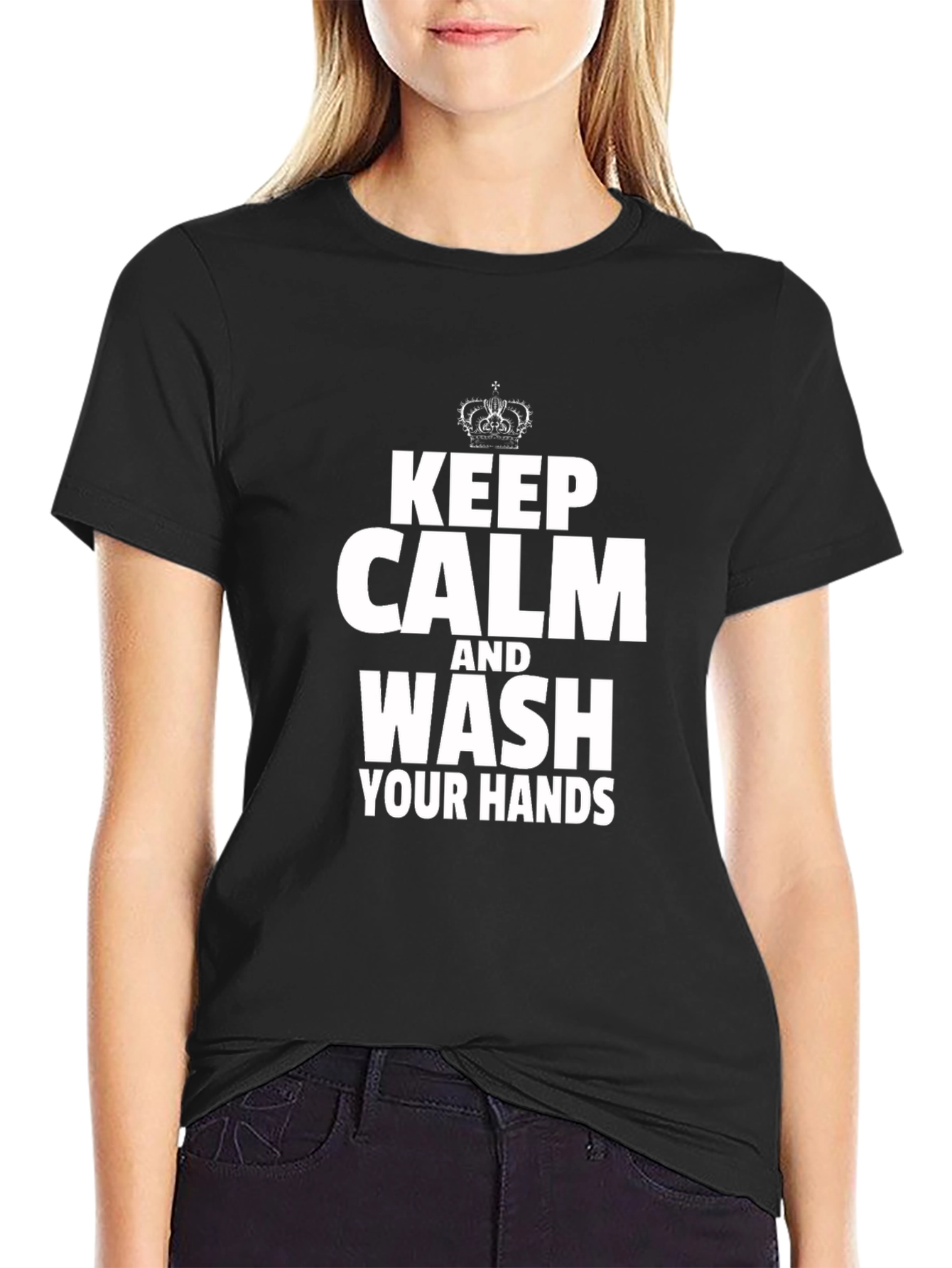 Keep Calm Wash Your Hands Black T-Shirt
