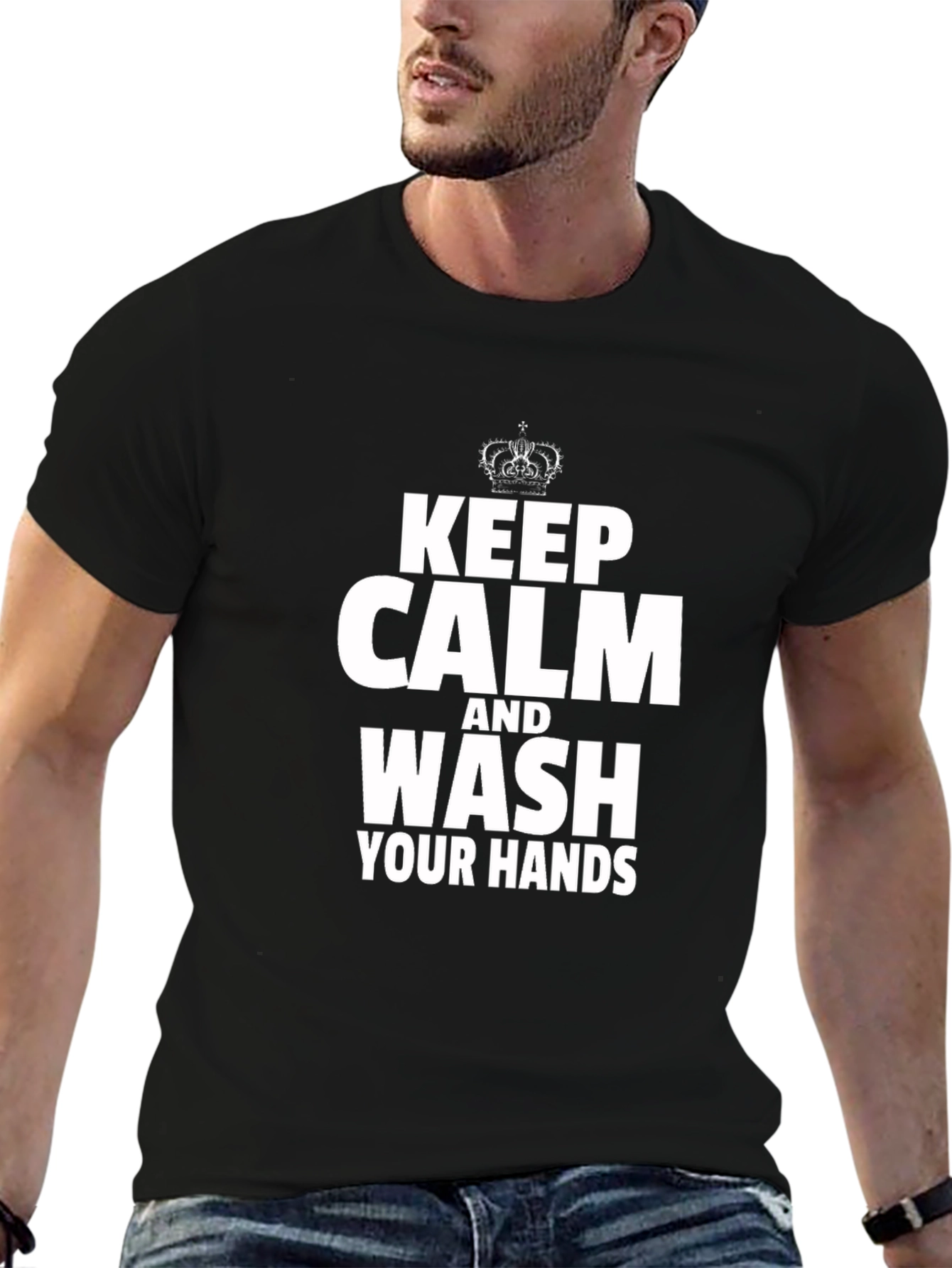 Keep Calm Wash Your Hands Black T-Shirt