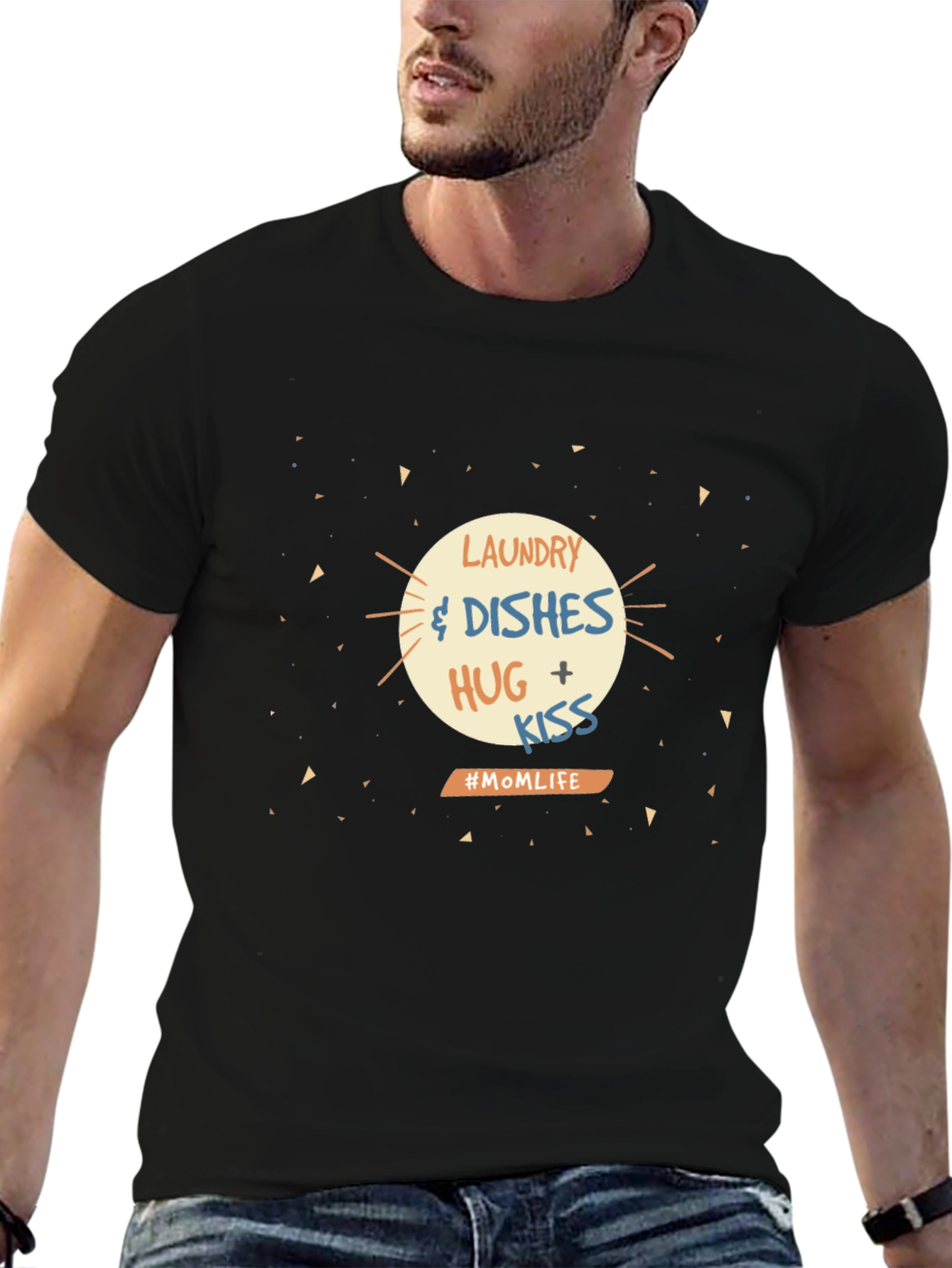 Mom Life Laundry Dishes Hug Kiss T-Shirt