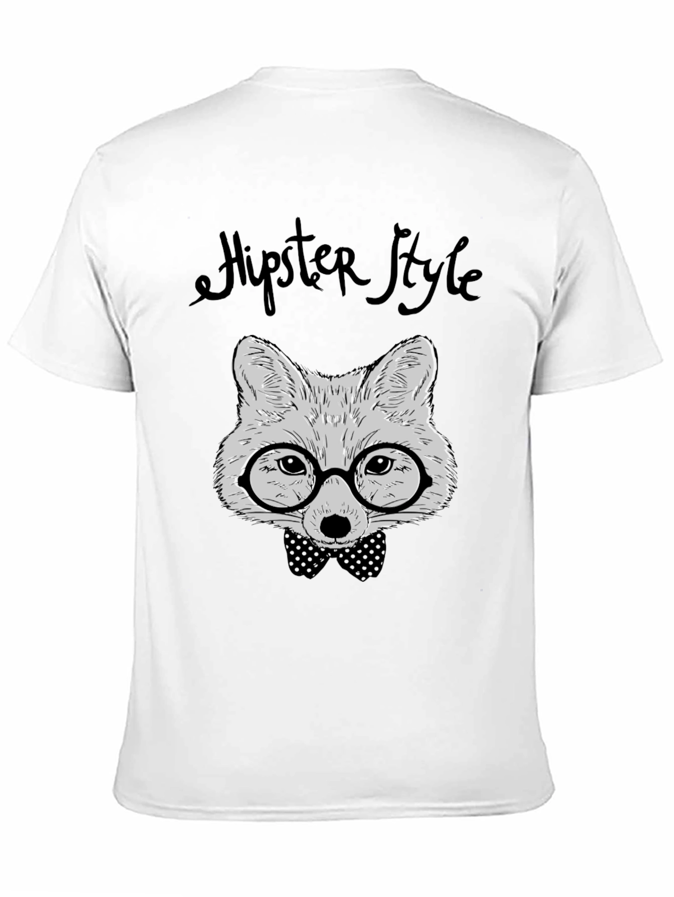 Hipster Fox Graphic Tee - Black T-Shirt