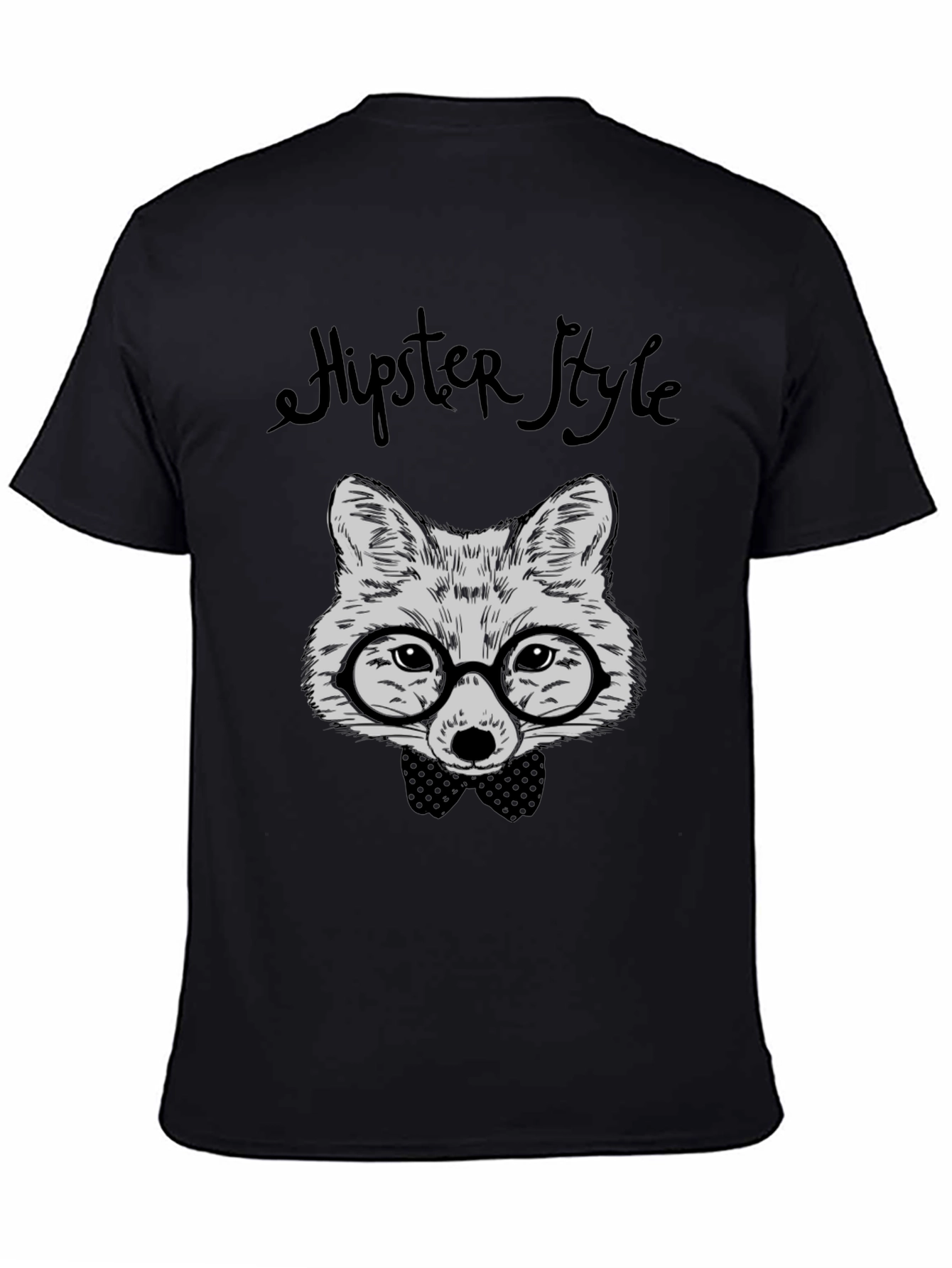 Hipster Fox Graphic Tee - Black T-Shirt