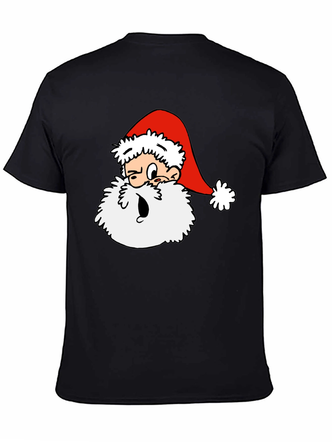 Cartoon Santa Graphic T-Shirt - Black