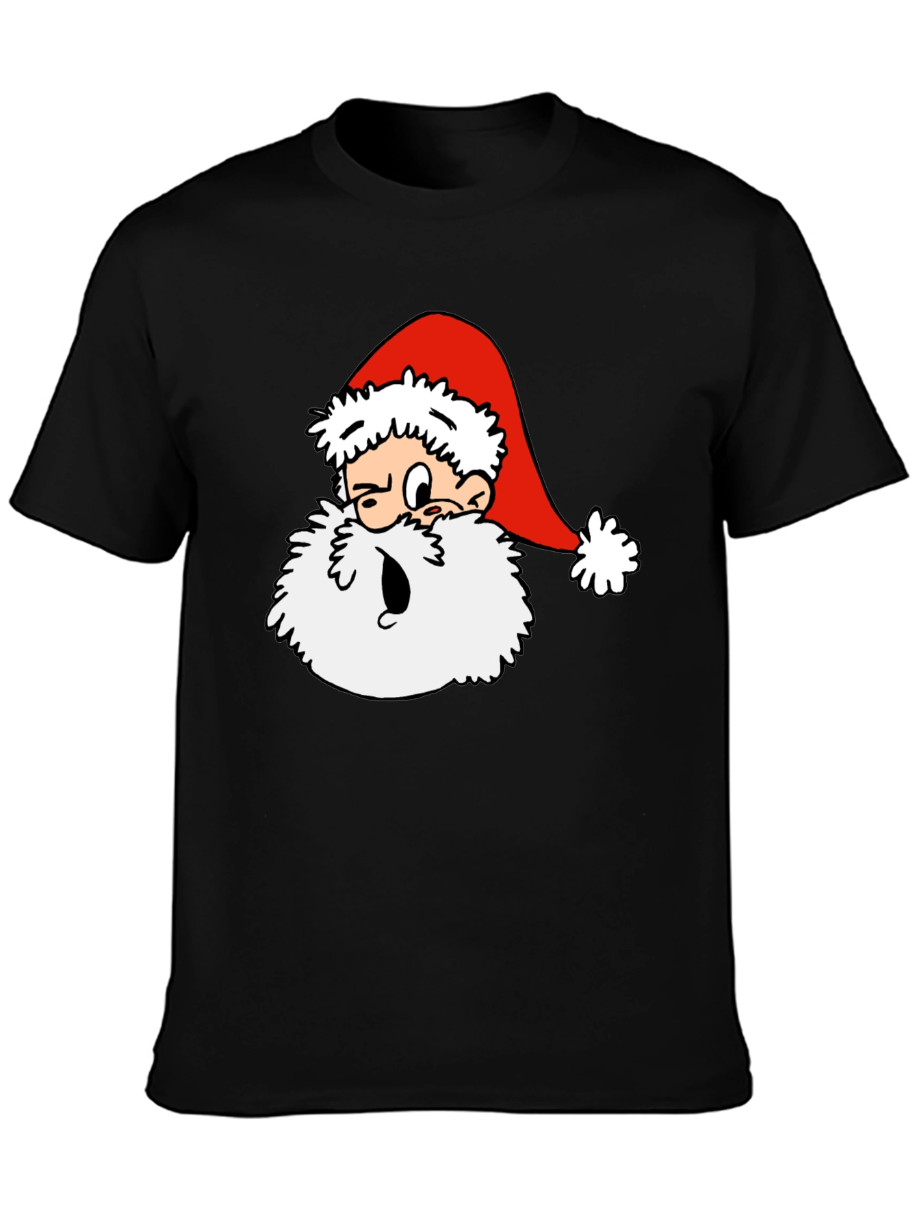 Cartoon Santa Graphic T-Shirt - Black