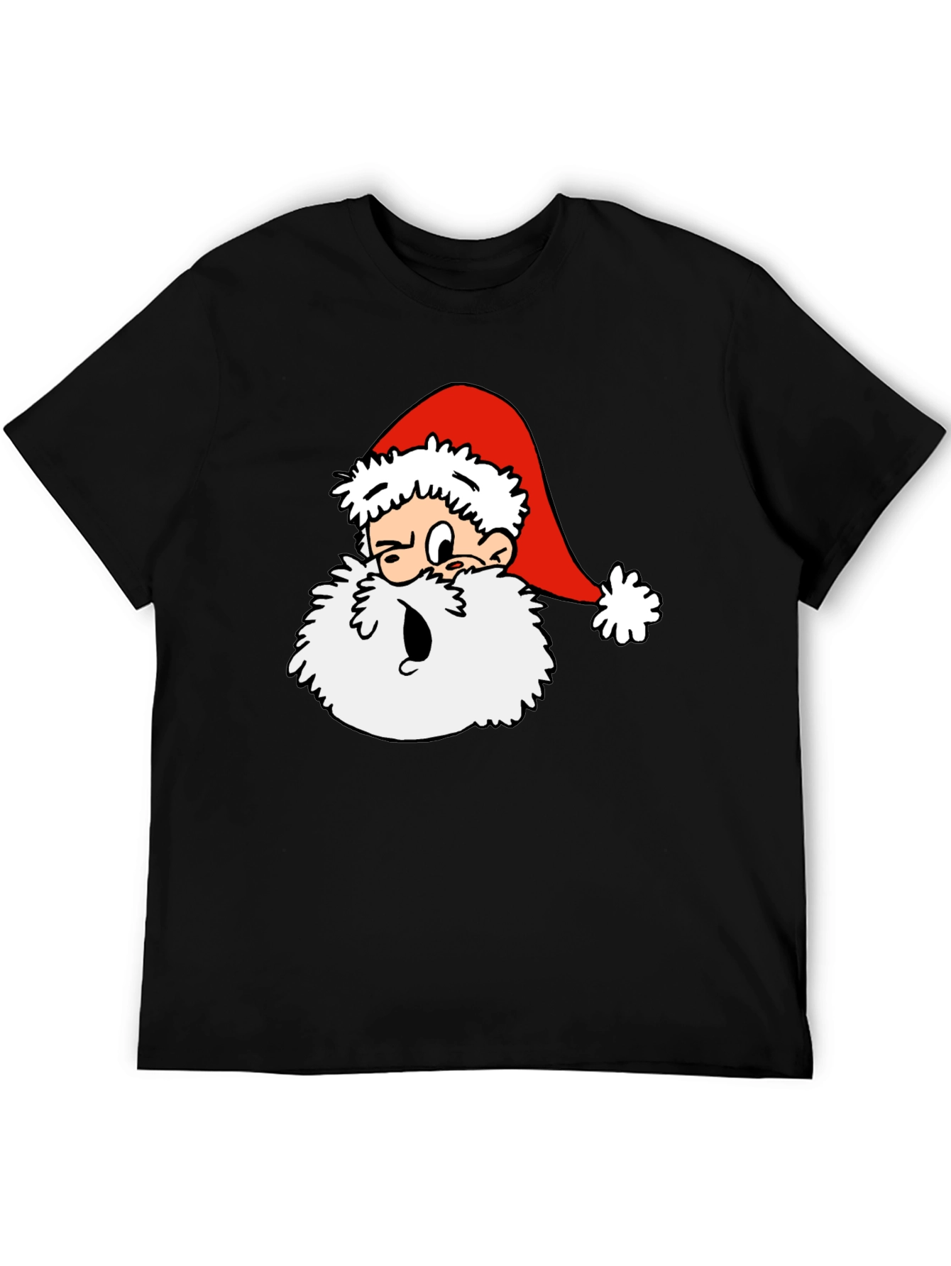Cartoon Santa Graphic T-Shirt - Black