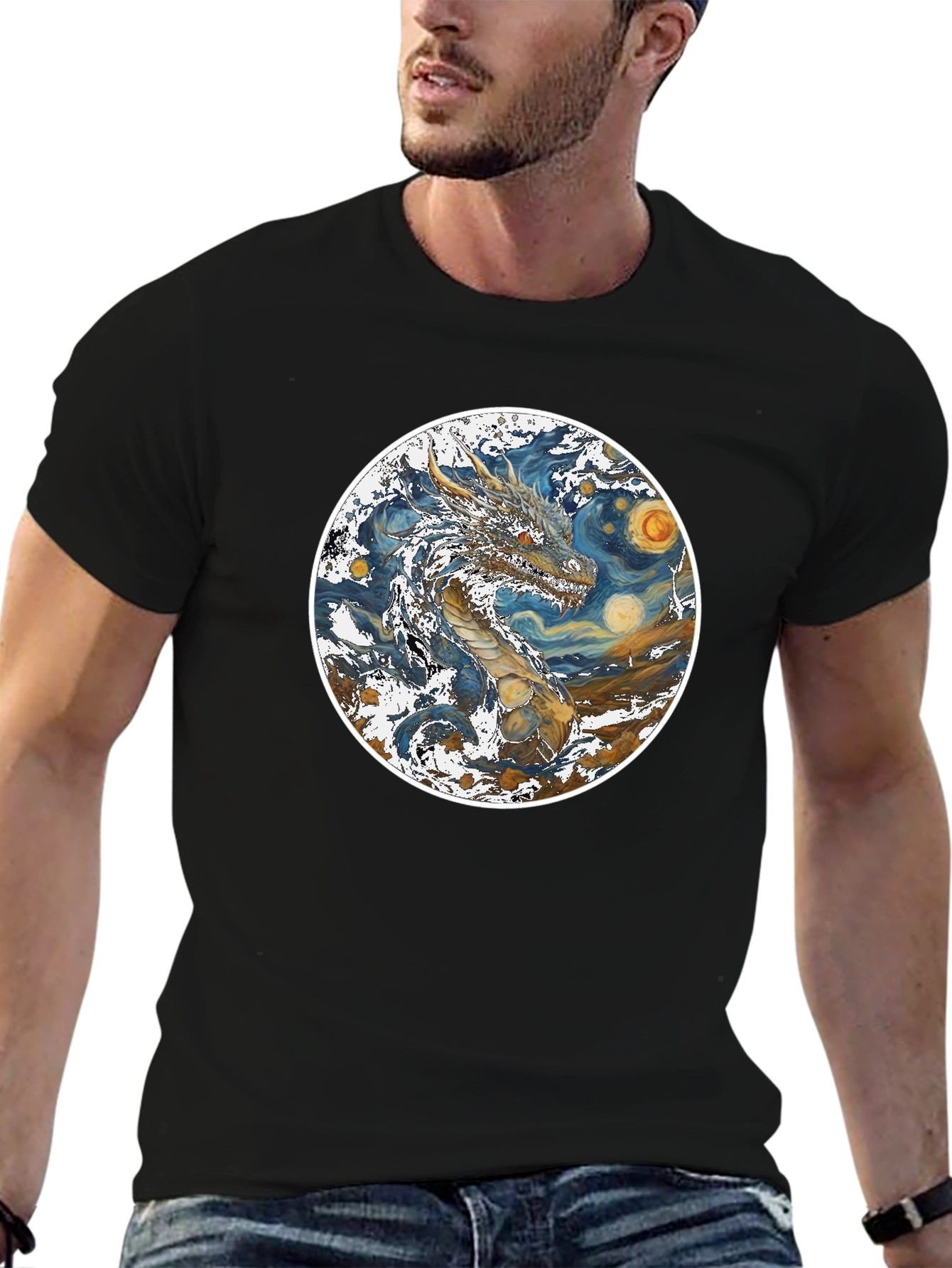 Starry Dragon T-Shirt - Artistic Graphic Tee