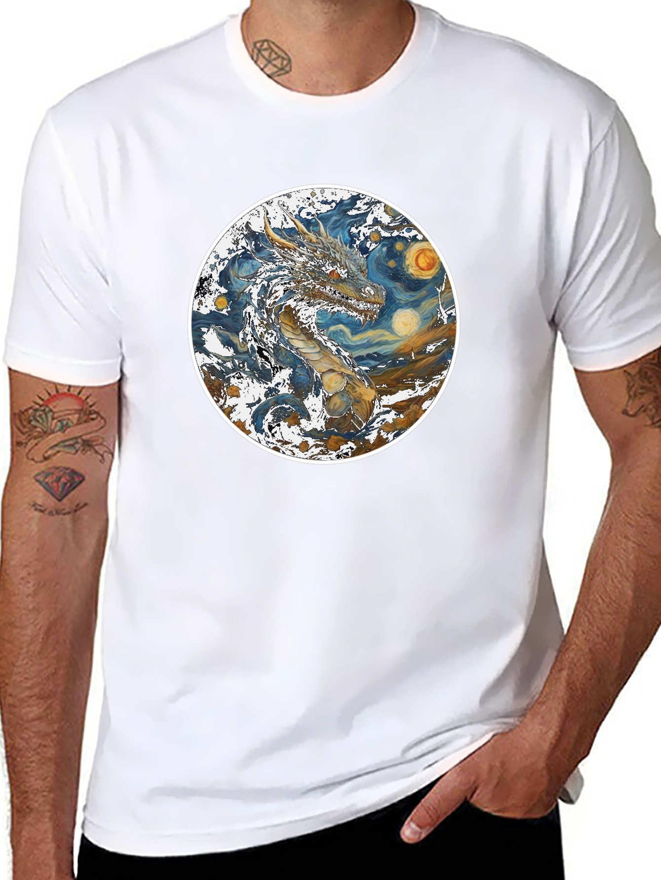 Starry Dragon T-Shirt - Artistic Graphic Tee