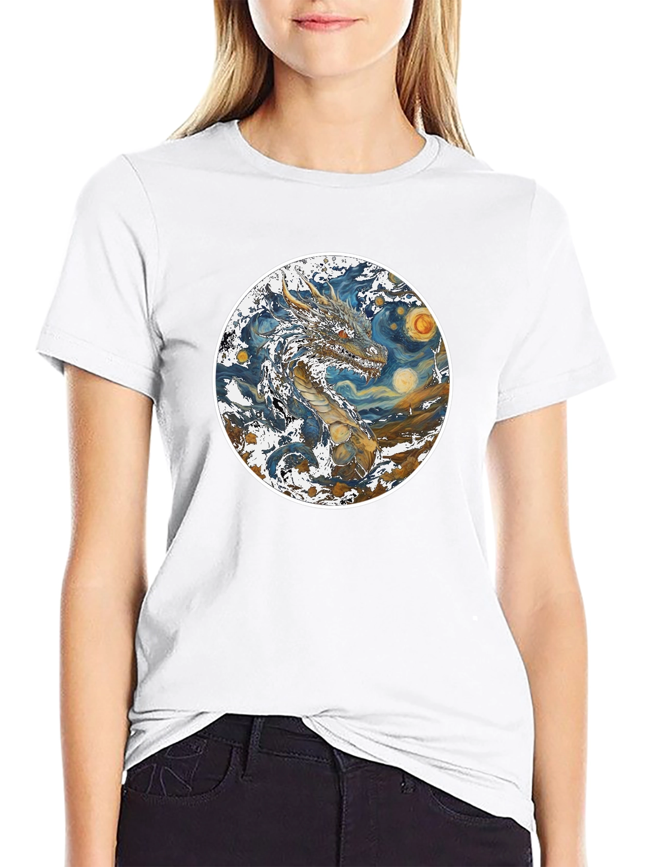 Starry Dragon T-Shirt - Artistic Graphic Tee