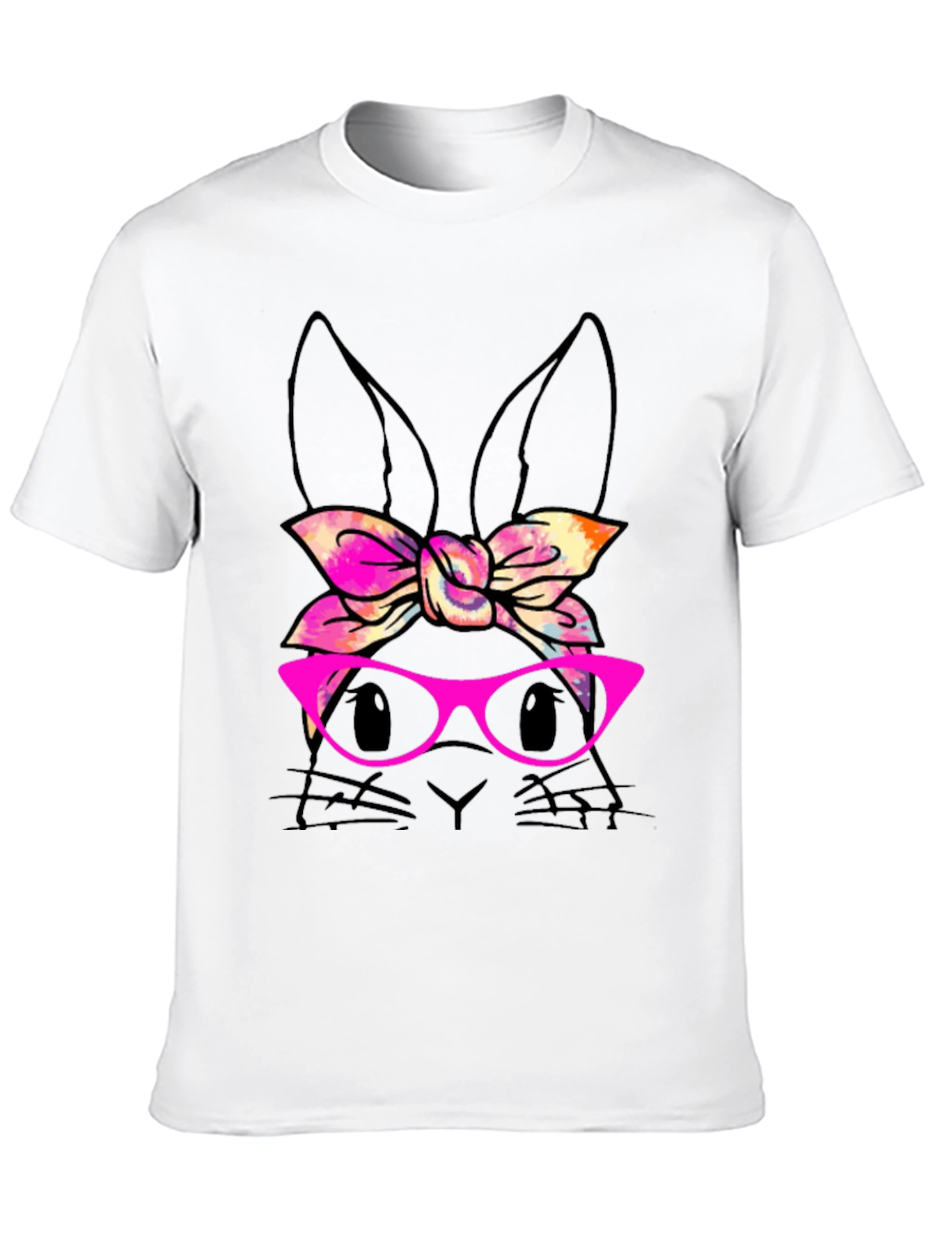 Bunny with Bow & Glasses Black T-Shirt