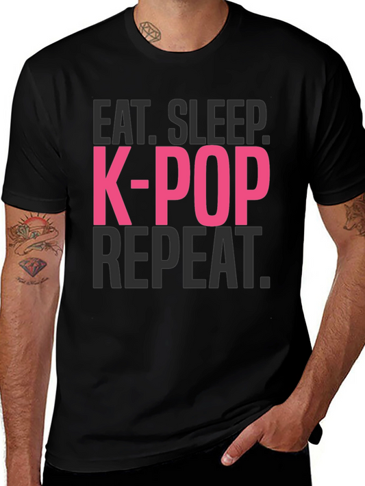 Eat Sleep K-Pop Repeat Black T-Shirt