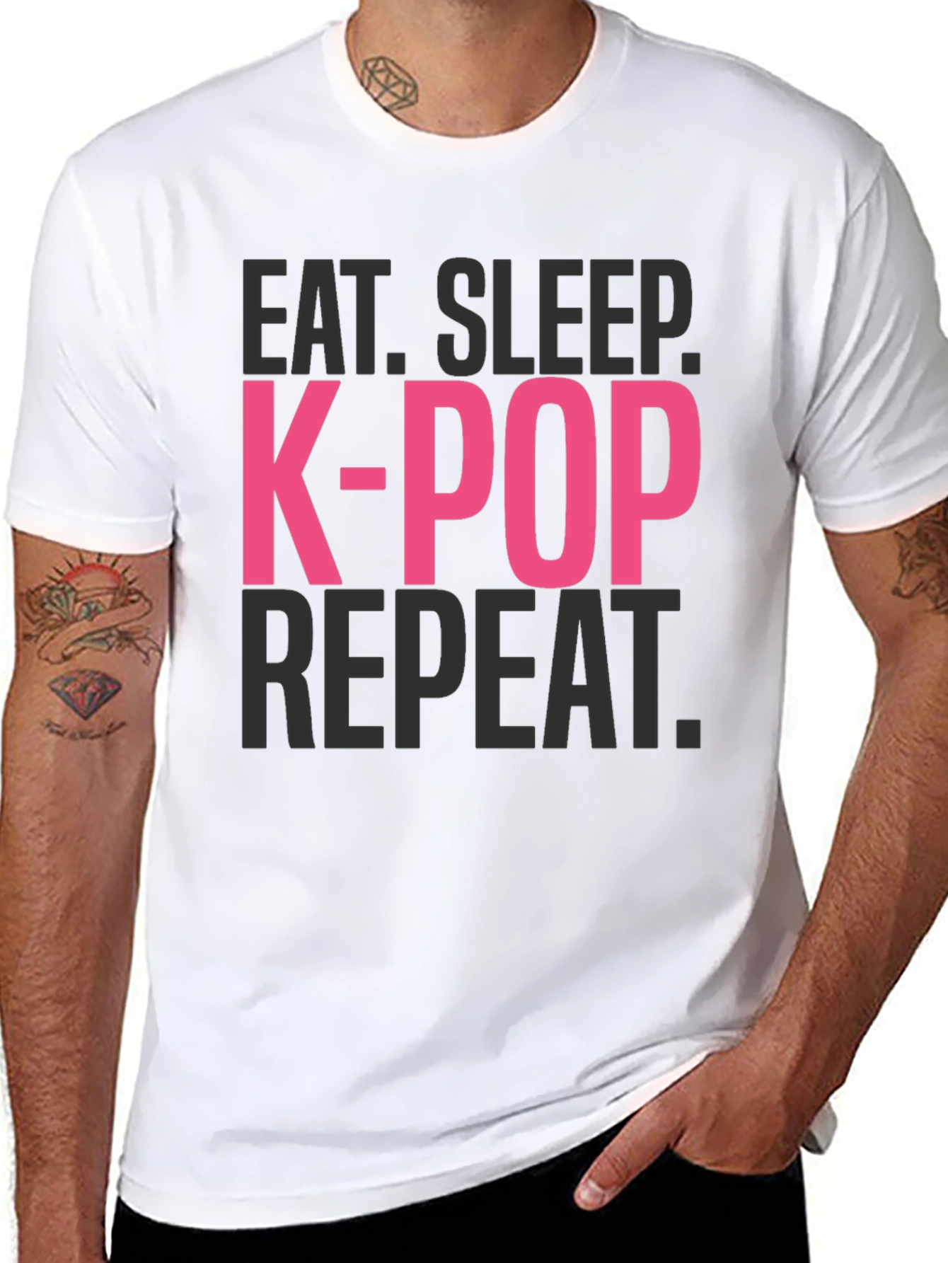 Eat Sleep K-Pop Repeat Black T-Shirt