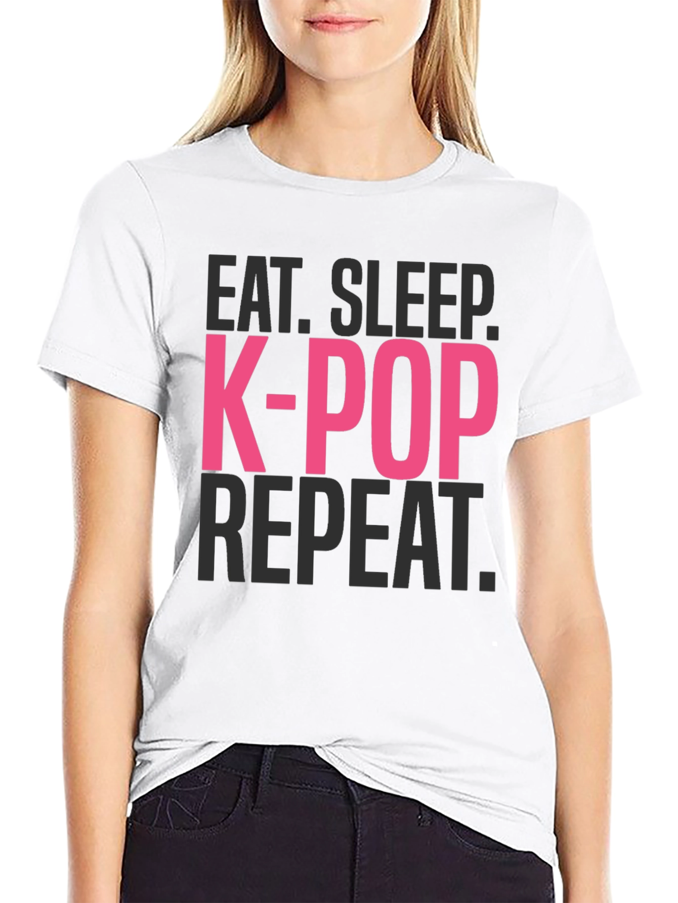 Eat Sleep K-Pop Repeat Black T-Shirt