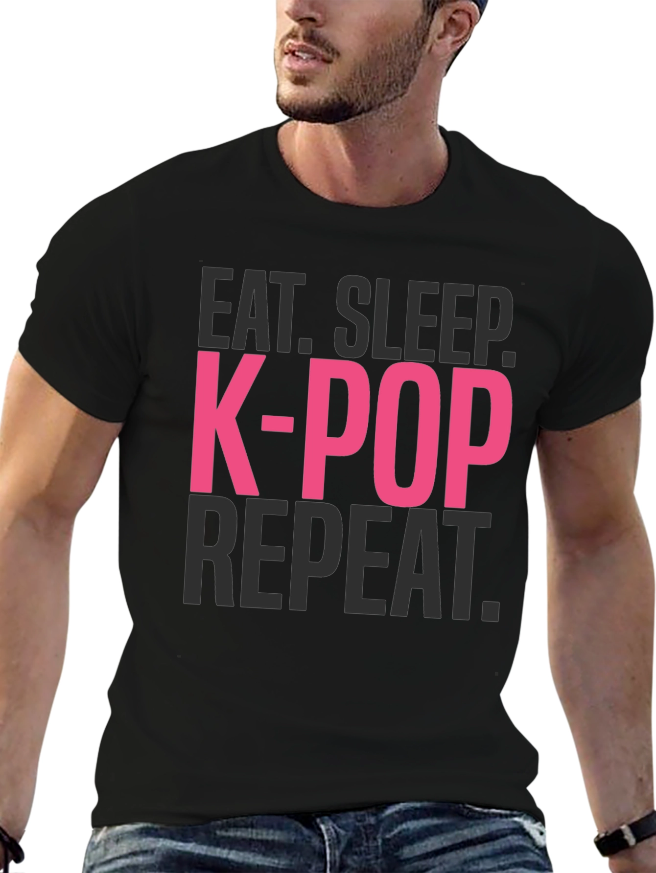 Eat Sleep K-Pop Repeat Black T-Shirt