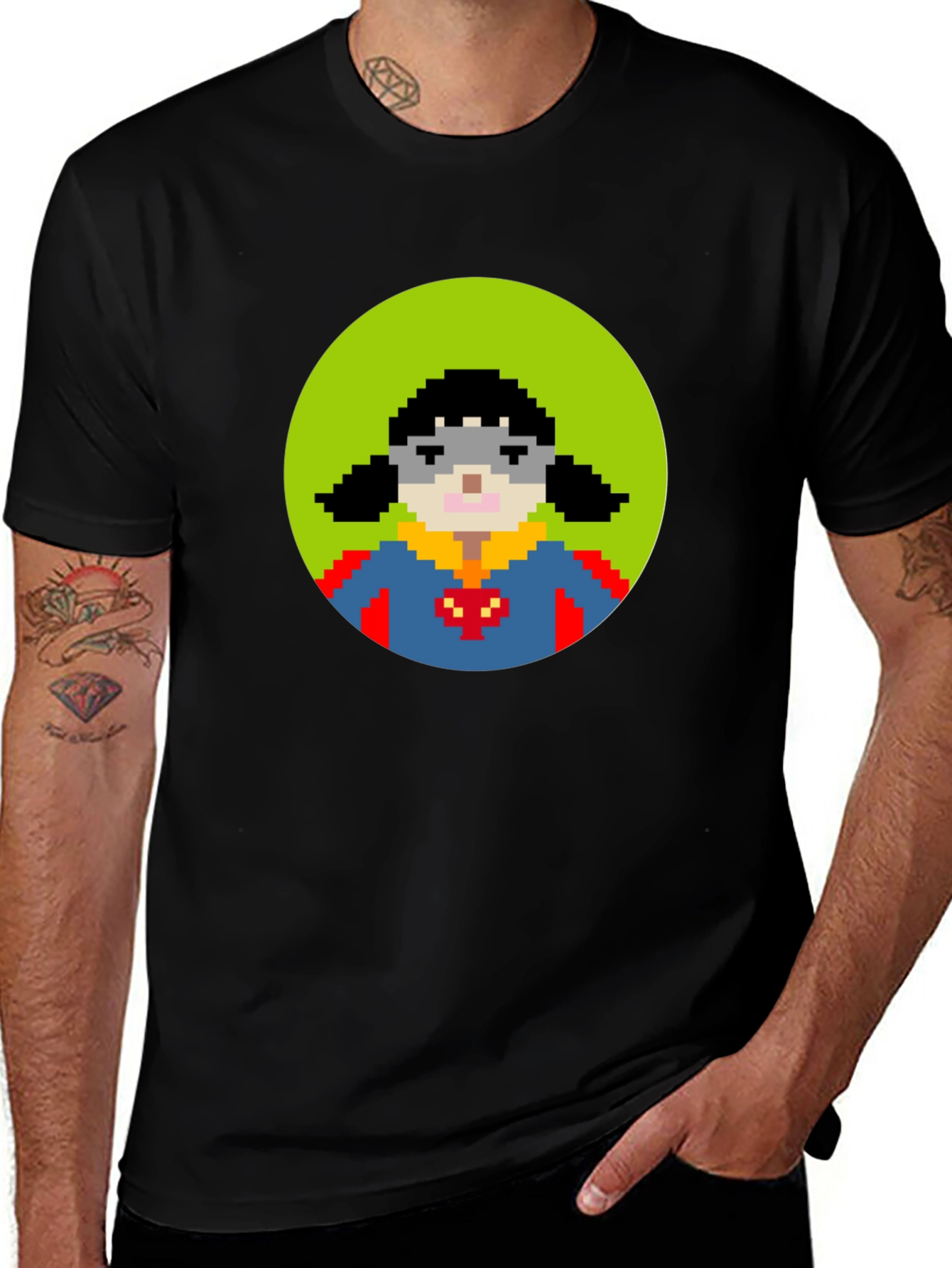 Pixel Superhero T-Shirt - Black Cotton Tee