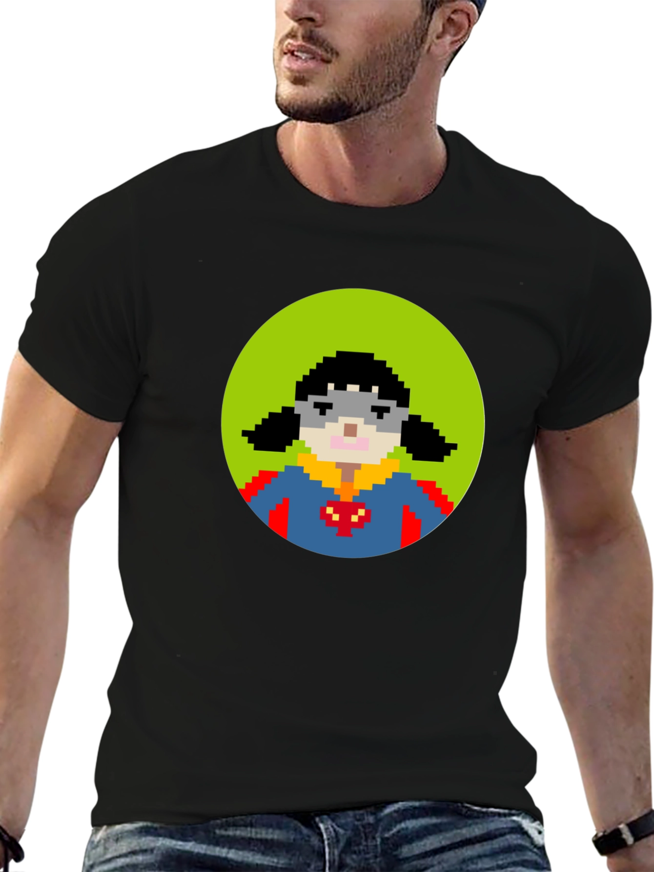 Pixel Superhero T-Shirt - Black Cotton Tee