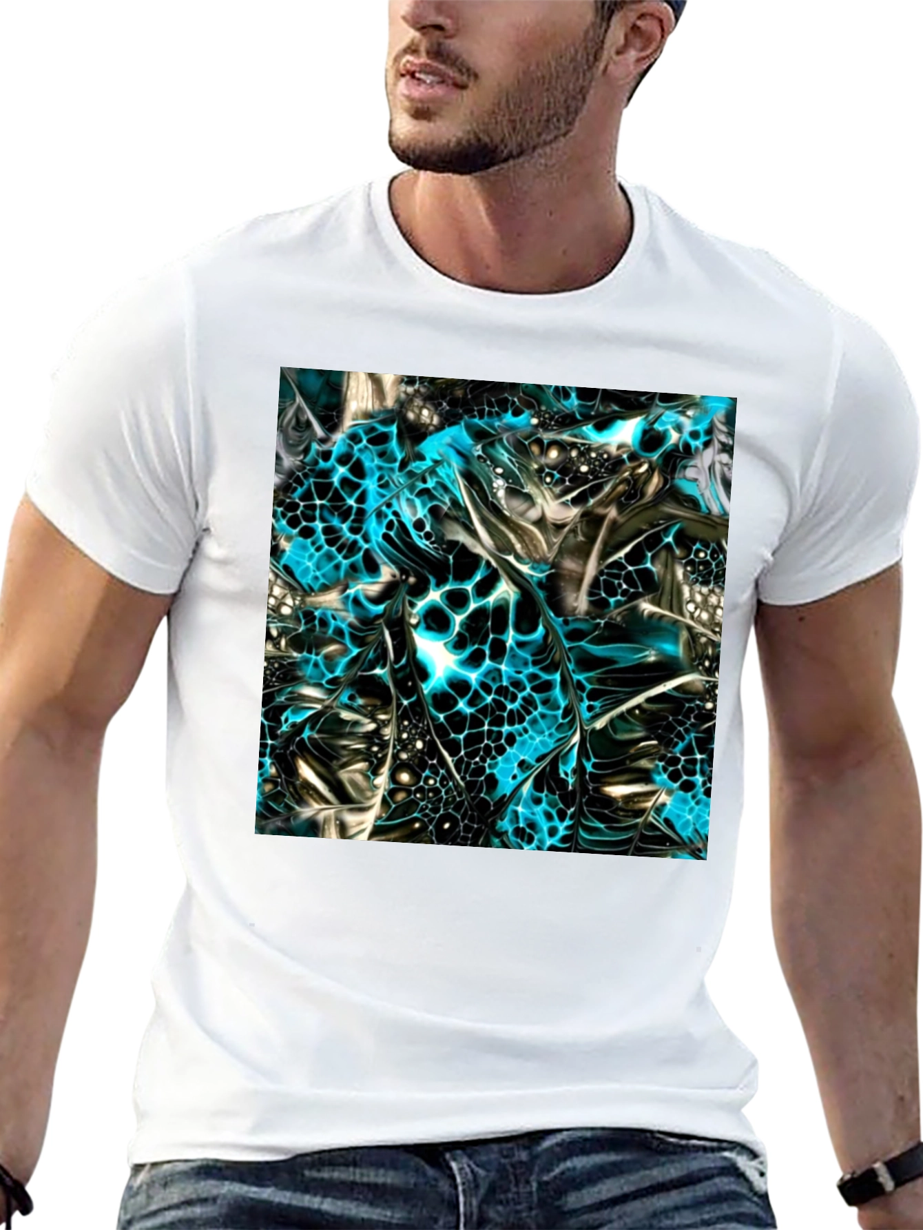 Abstract Art Print Black Crew Neck T-Shirt