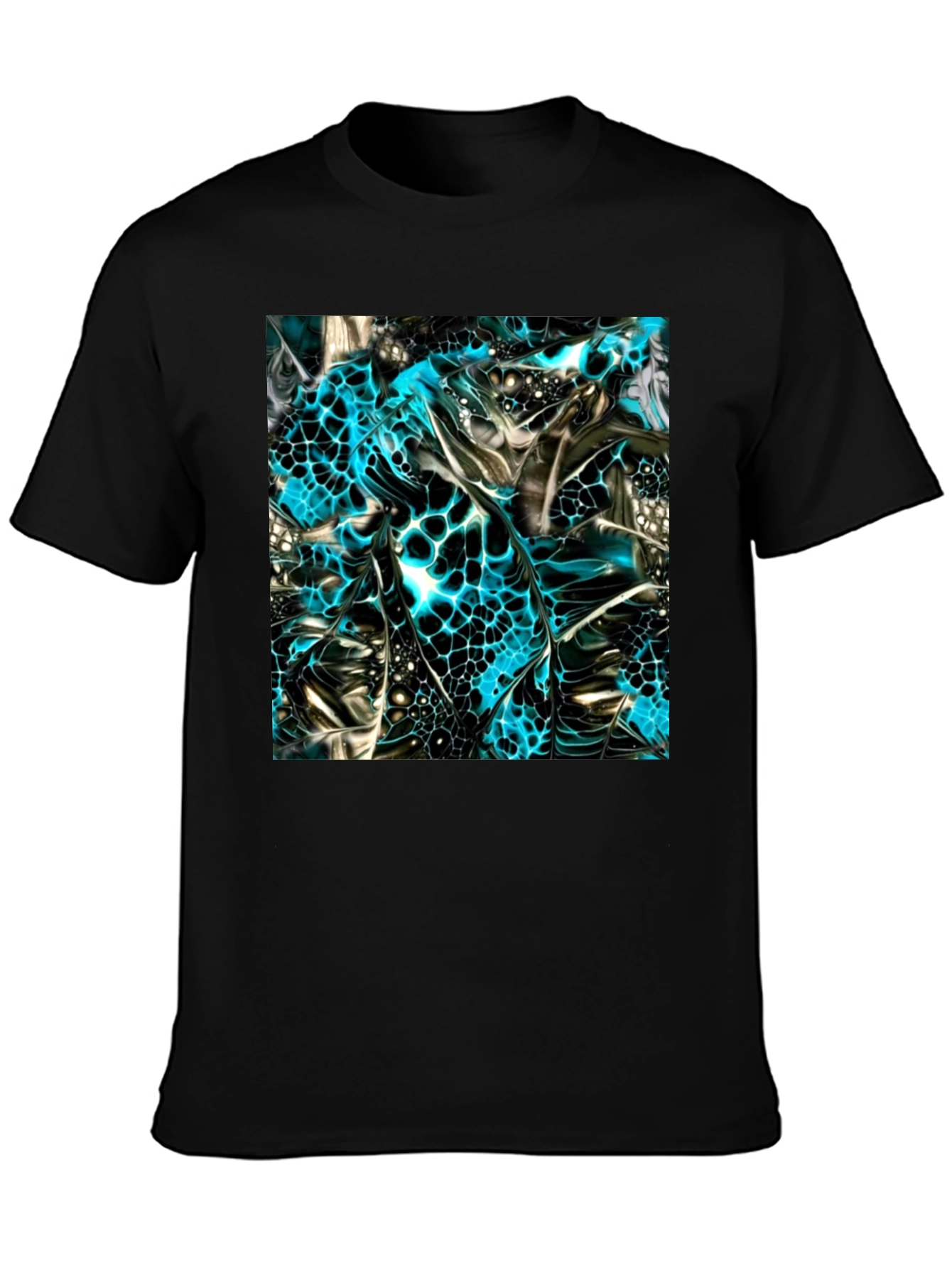 Abstract Art Print Black Crew Neck T-Shirt