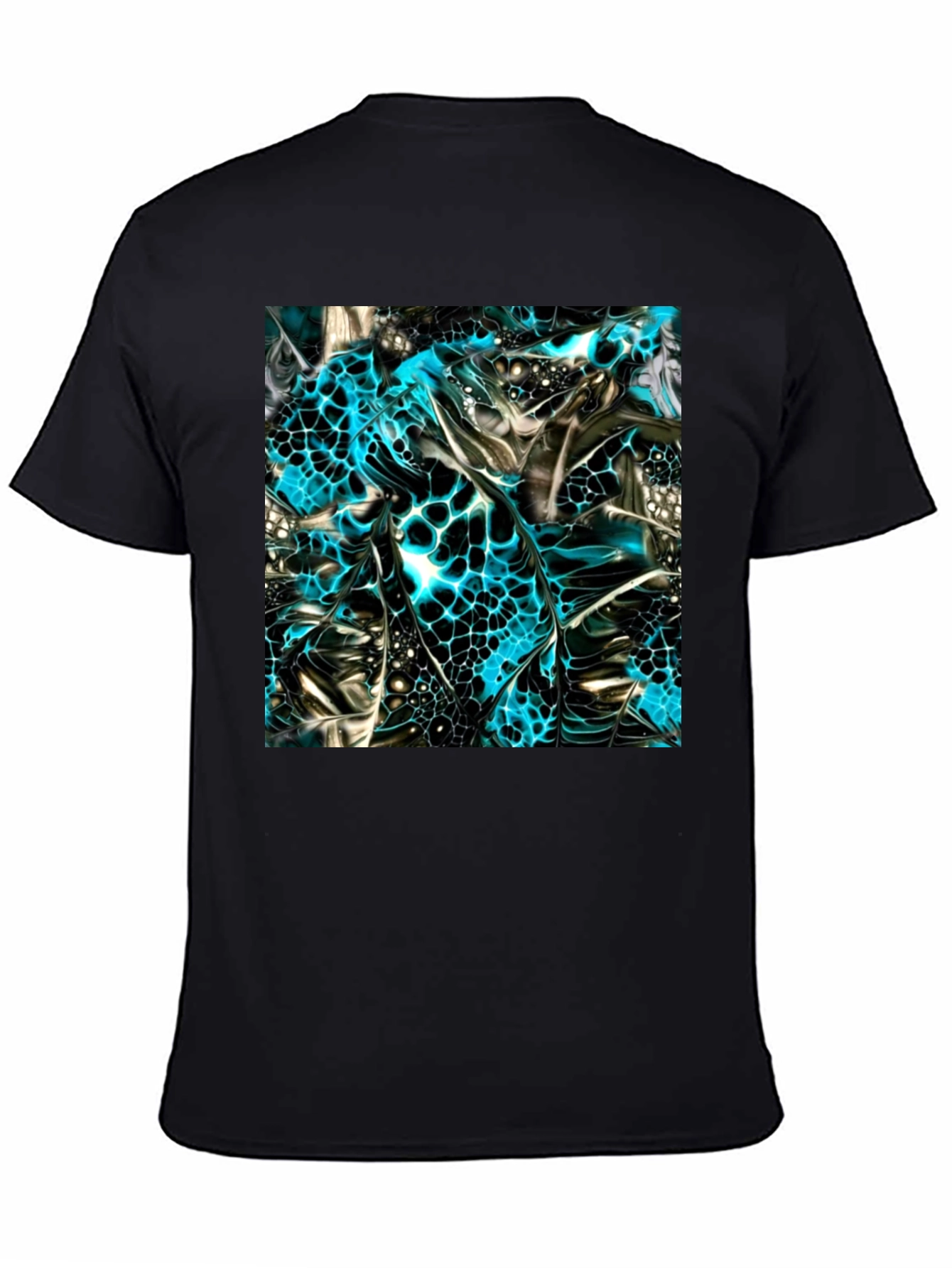 Abstract Art Print Black Crew Neck T-Shirt