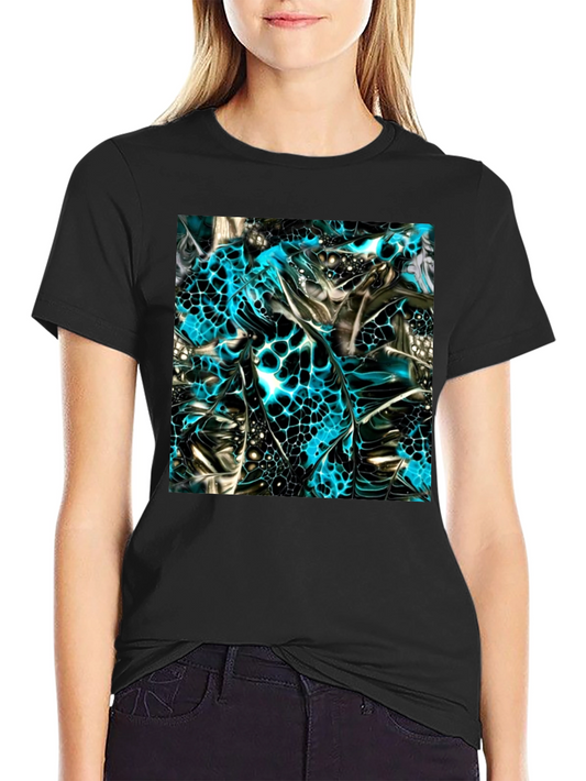 Abstract Art Print Black Crew Neck T-Shirt
