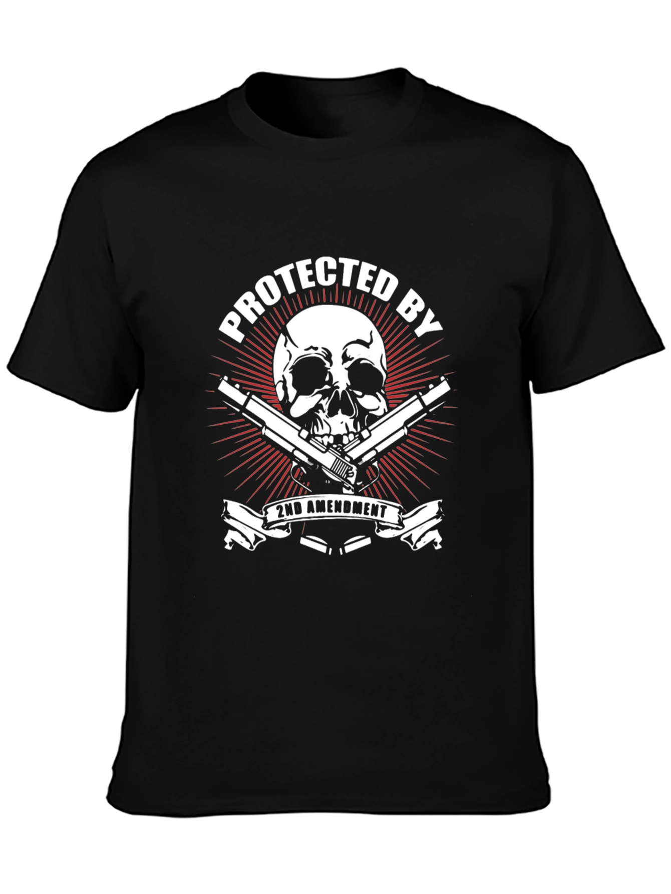 Protected By 2nd Amendment Skull Graphic Tee