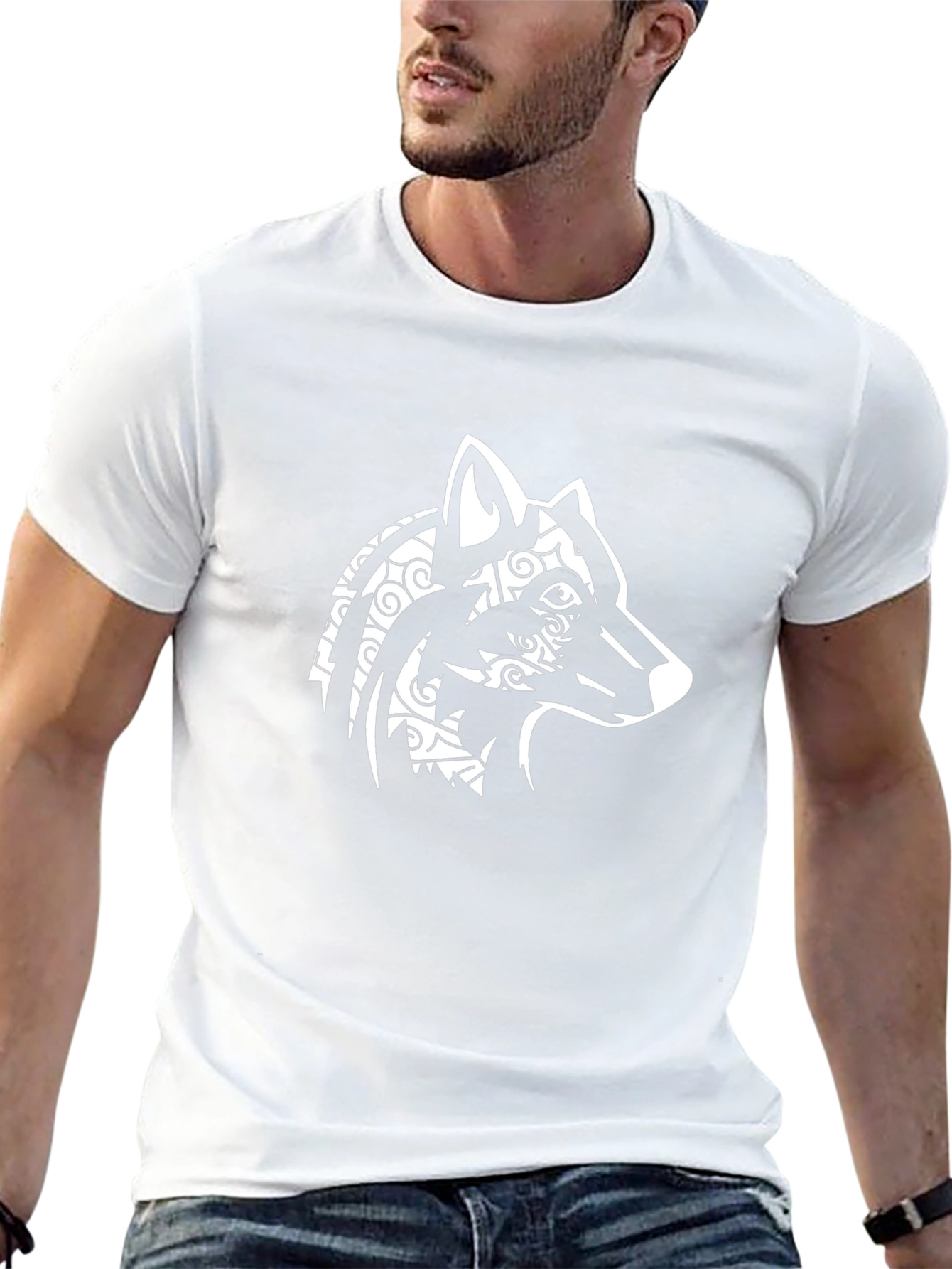 Wolf Graphic Tee - Black Cotton T-Shirt